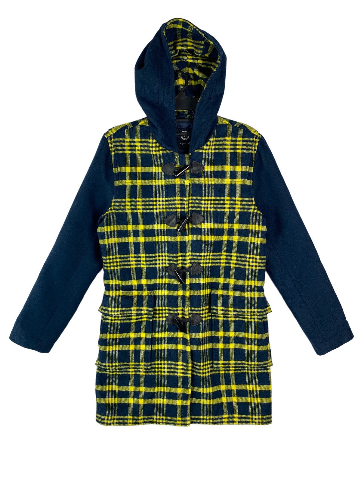 Vintage × agnes b. Vtg 90s AGNES B wool duffle coat yellow plaid design Size US M / EU 48-50 / 2 - 2 Thumbnail