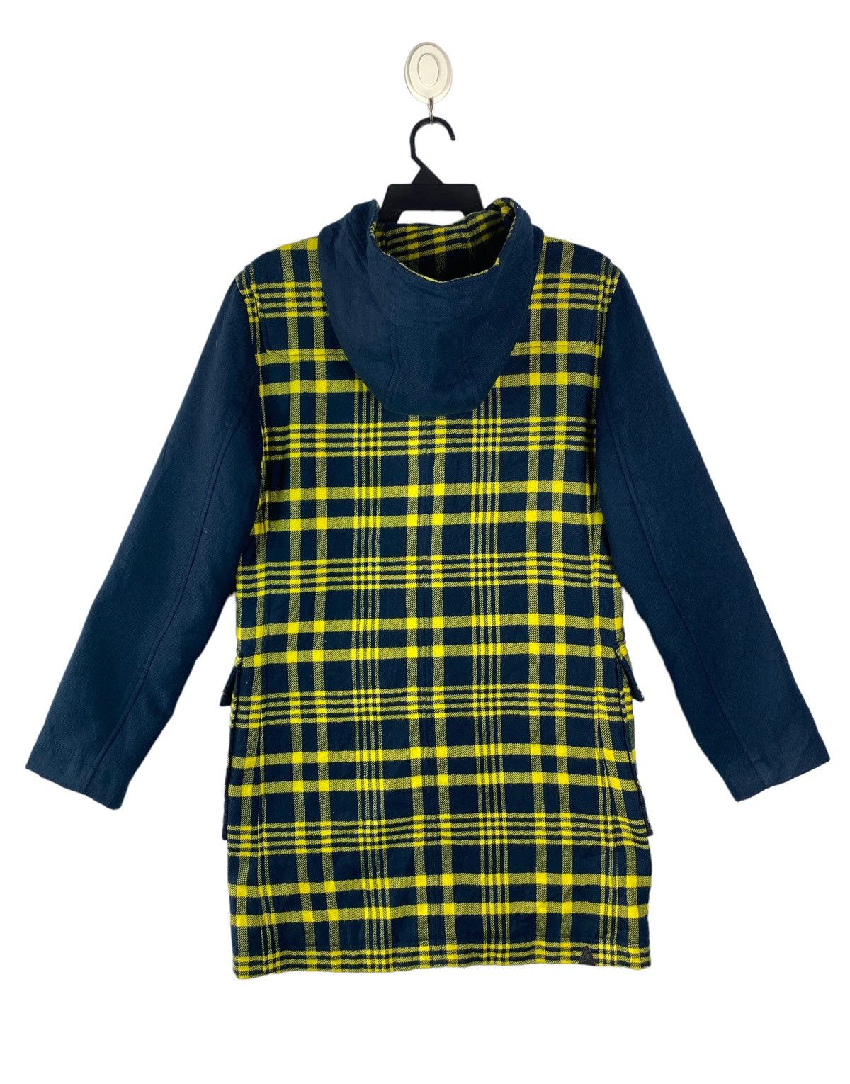 Vintage × agnes b. Vtg 90s AGNES B wool duffle coat yellow plaid design Size US M / EU 48-50 / 2 - 5 Thumbnail