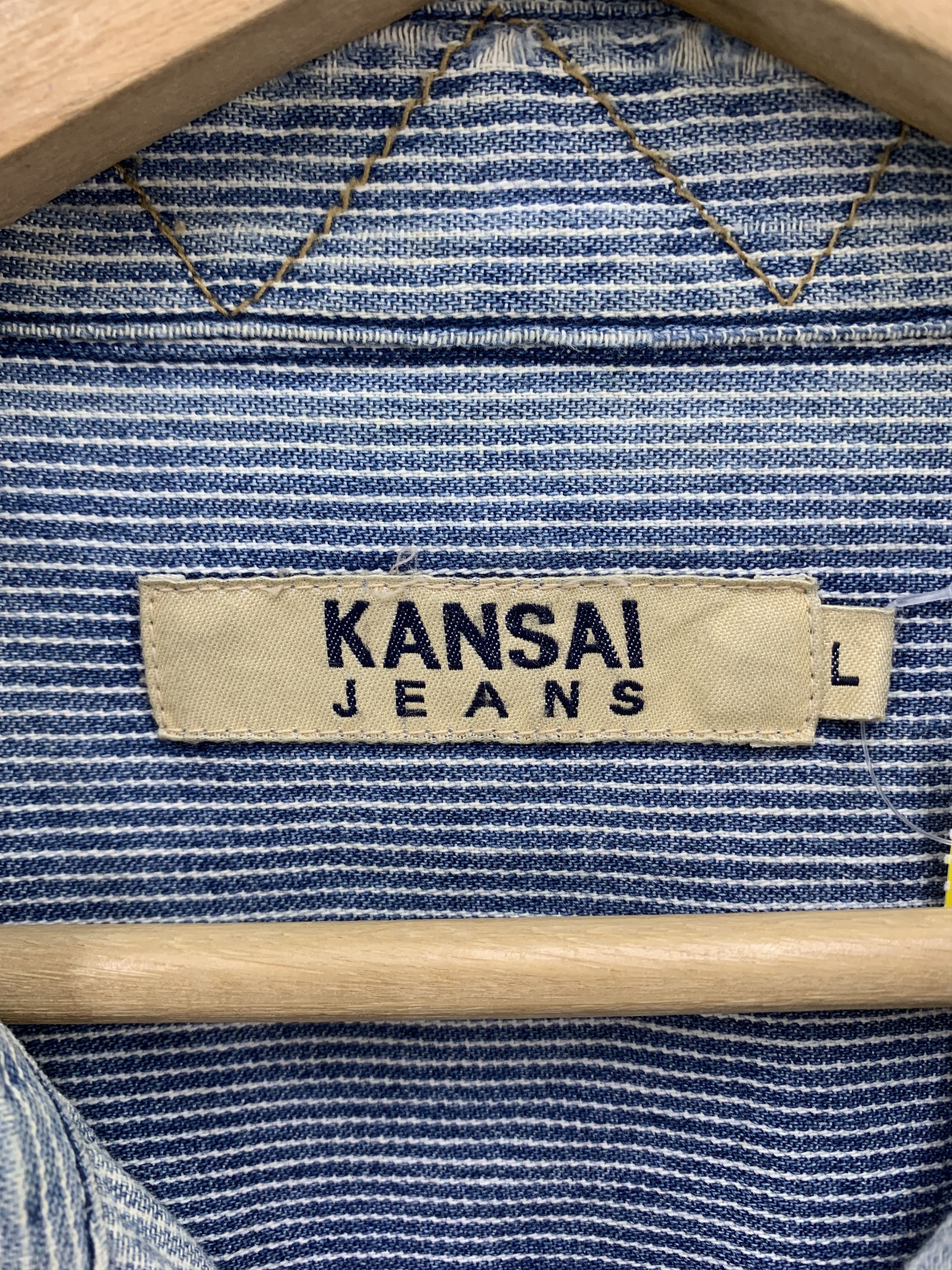 Japanese Brand Vintage Kansai Yamamoto Jeans Denim Jacket Striped Size US L / EU 52-54 / 3 - 3 Thumbnail