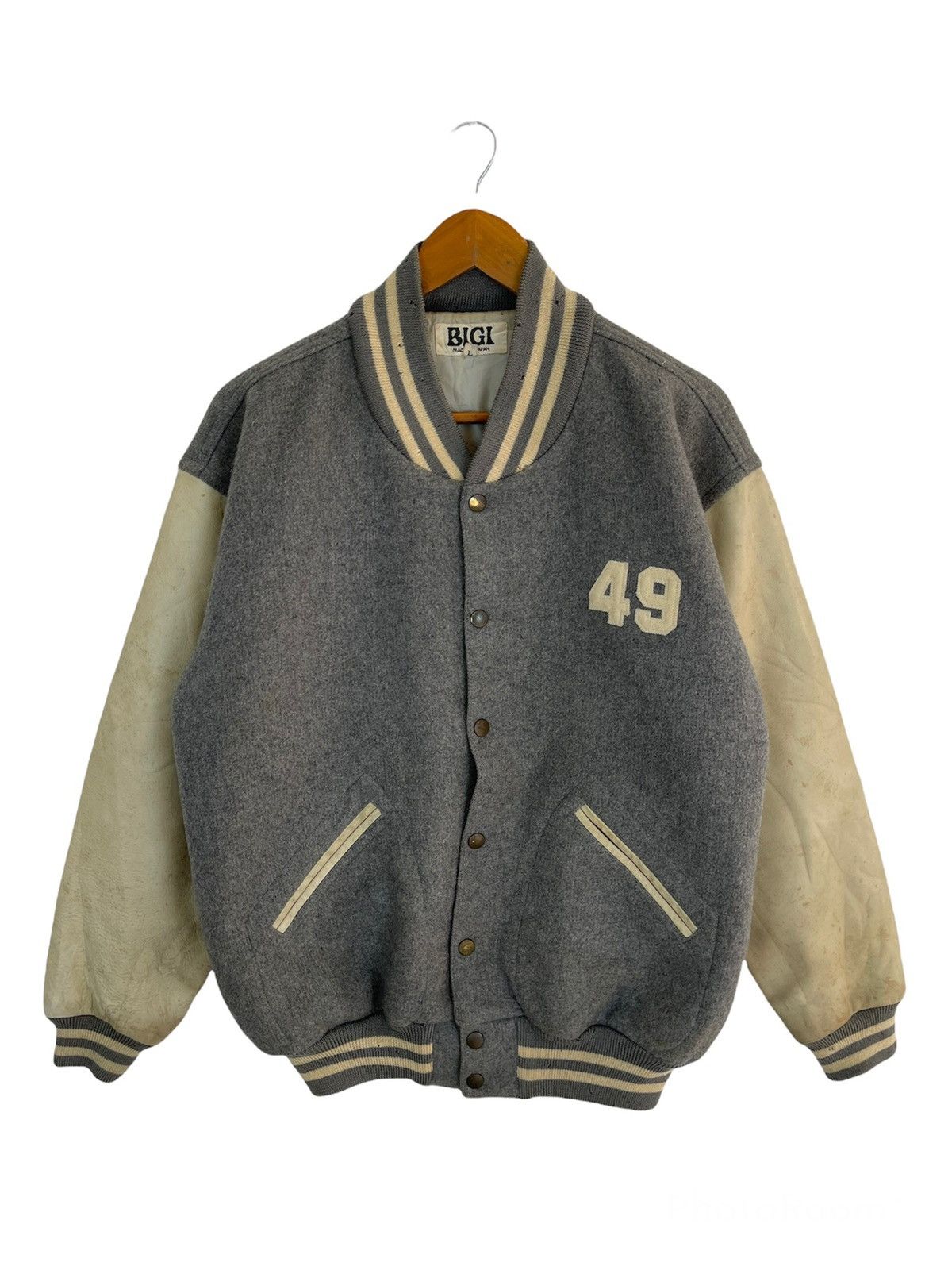BIGI × Vintage 🔥BIGGEST BIGI SPELLOUT VARSITY LEATHER WOOL Size US L / EU 52-54 / 3 - 2 Thumbnail