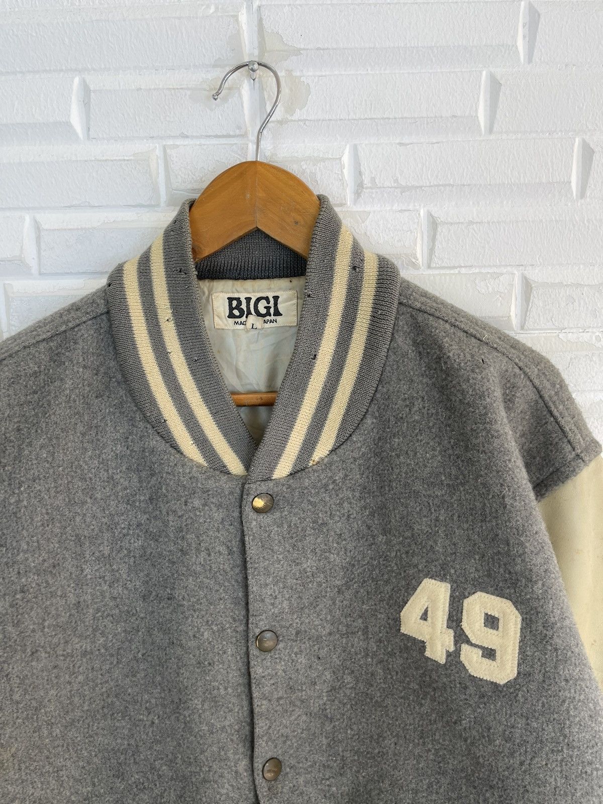 BIGI × Vintage 🔥BIGGEST BIGI SPELLOUT VARSITY LEATHER WOOL Size US L / EU 52-54 / 3 - 3 Thumbnail