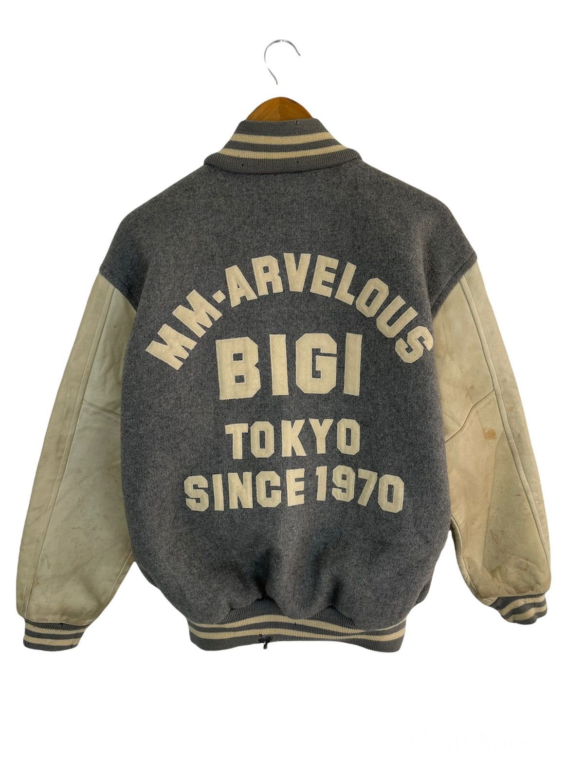 BIGI × Vintage 🔥BIGGEST BIGI SPELLOUT VARSITY LEATHER WOOL Size US L / EU 52-54 / 3 - 1 Thumbnail