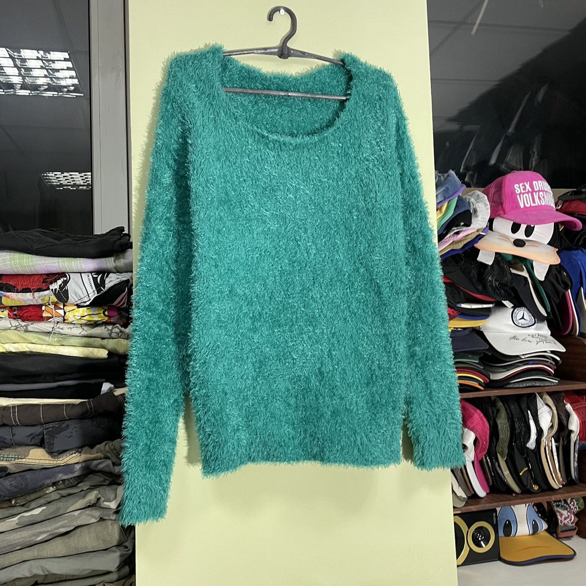 Vintage Vintage Y2K Teal Fuzzy Knit Sweater Hypebeast Indie Baggy M Size US M / EU 48-50 / 2 - 2 Thumbnail