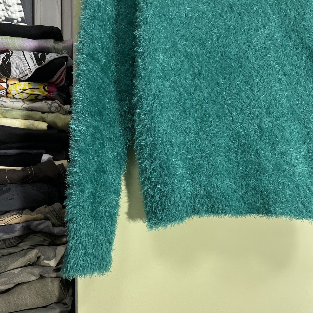Vintage Vintage Y2K Teal Fuzzy Knit Sweater Hypebeast Indie Baggy M Size US M / EU 48-50 / 2 - 6 Thumbnail