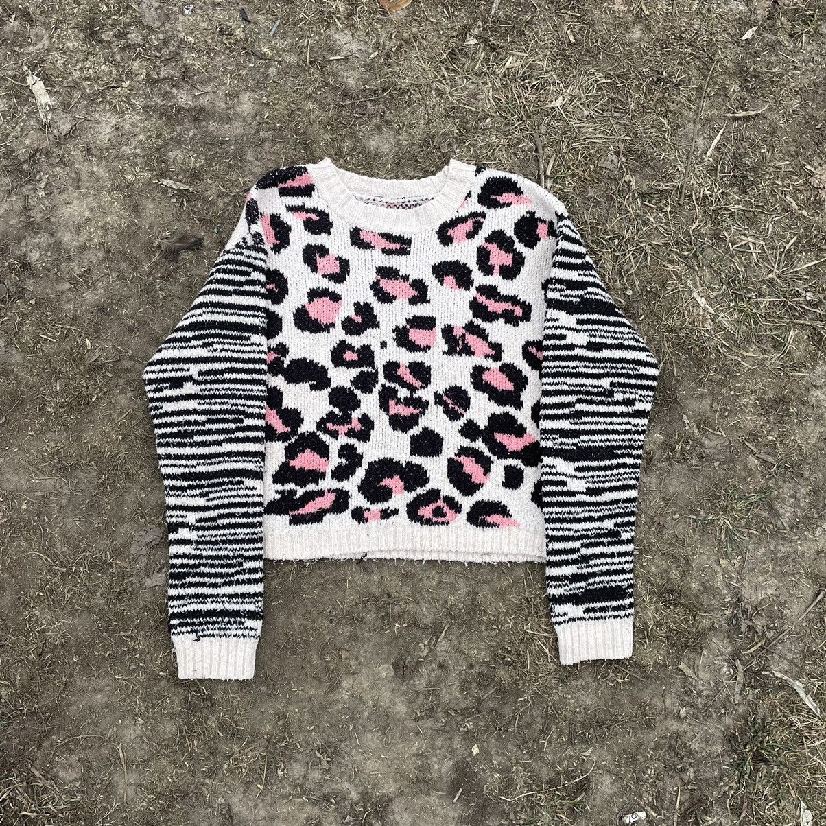 image of Vintage Y2K Hype Mohair Crop Teddy Sweater Kanyewest Style, Women's (Size Medium)