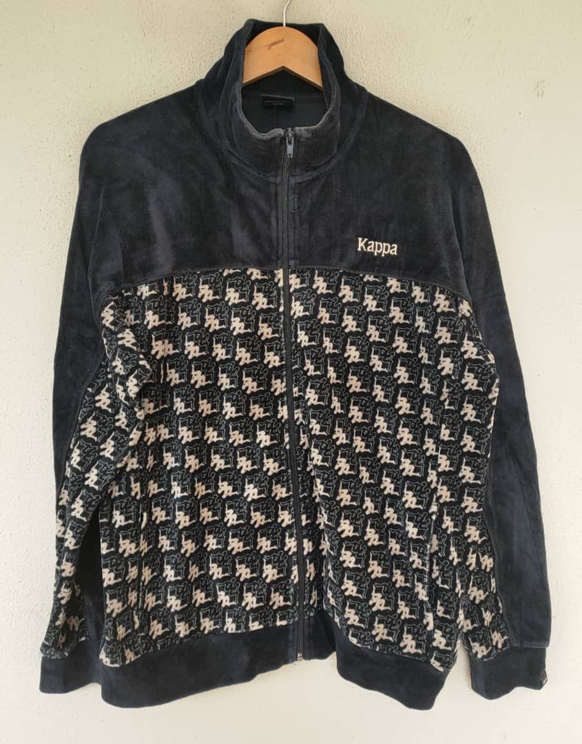 Japanese Brand Oversize Kappa x GU Monogram Velvet Sweater Size US S / EU 44-46 / 1 - 1 Thumbnail