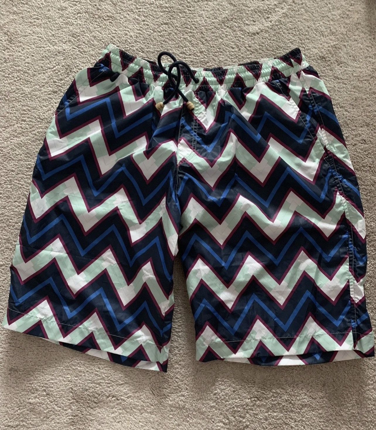 MISSONI beach shorts see real tape measurements in photos