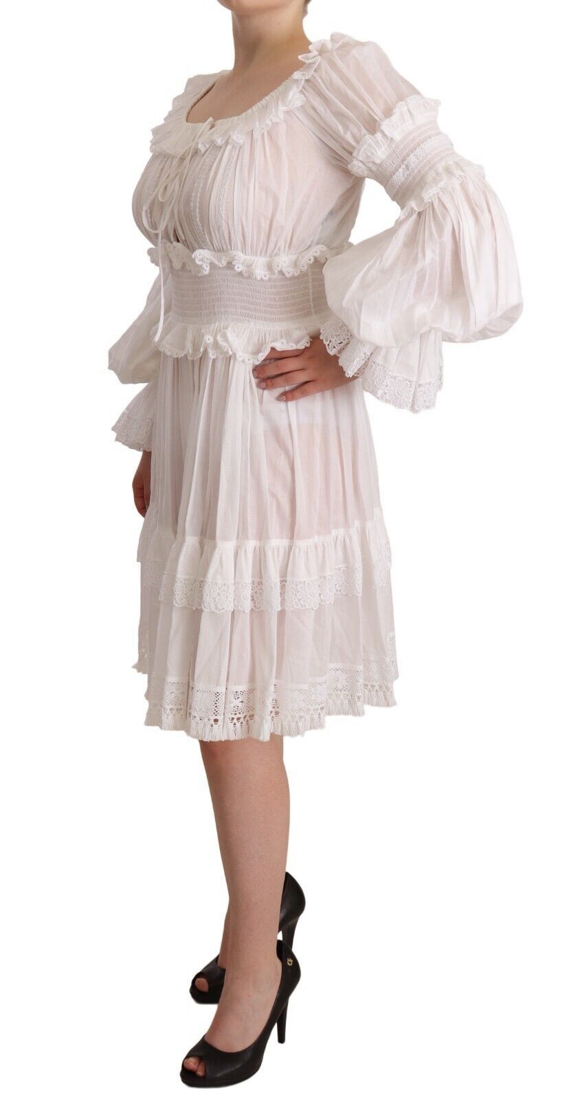 Dolce & Gabbana Dolce & Gabbana Mousseline Frilled Off Shoulder Dress Size M / US 6-8 / IT 42-44 - 5 Thumbnail