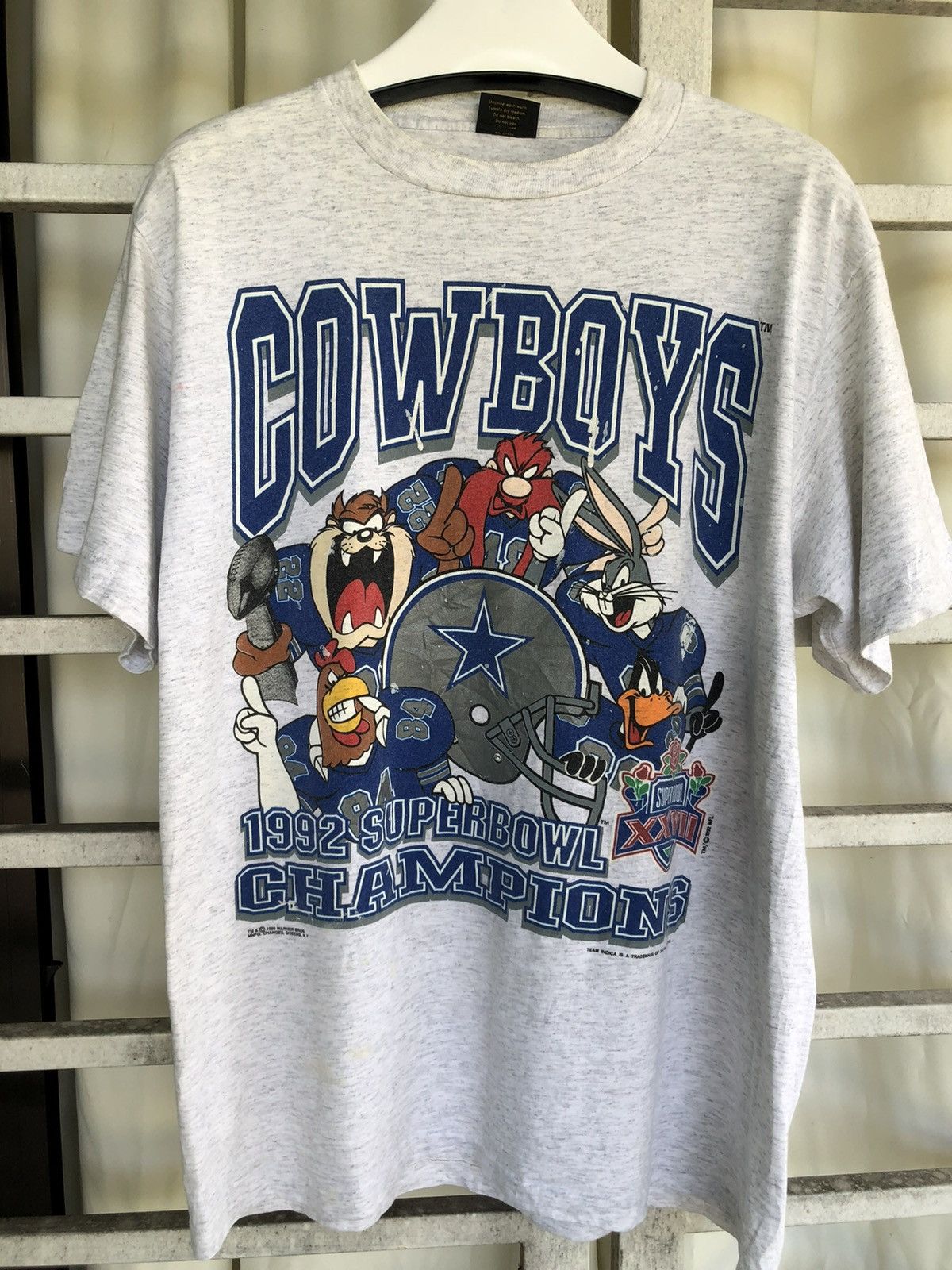 image of Changes x Nfl Vintage Dallas Cowboys X Tazmania 1992 Superbowls Champion in Grey, Men's (Size Large