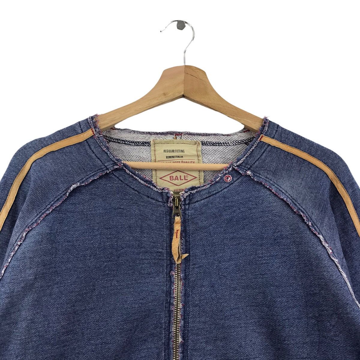 Vintage BALL Jeans Rimini Italia Stripes Motorcycle Bike DenimJacket Size US M / EU 48-50 / 2 - 2 Thumbnail