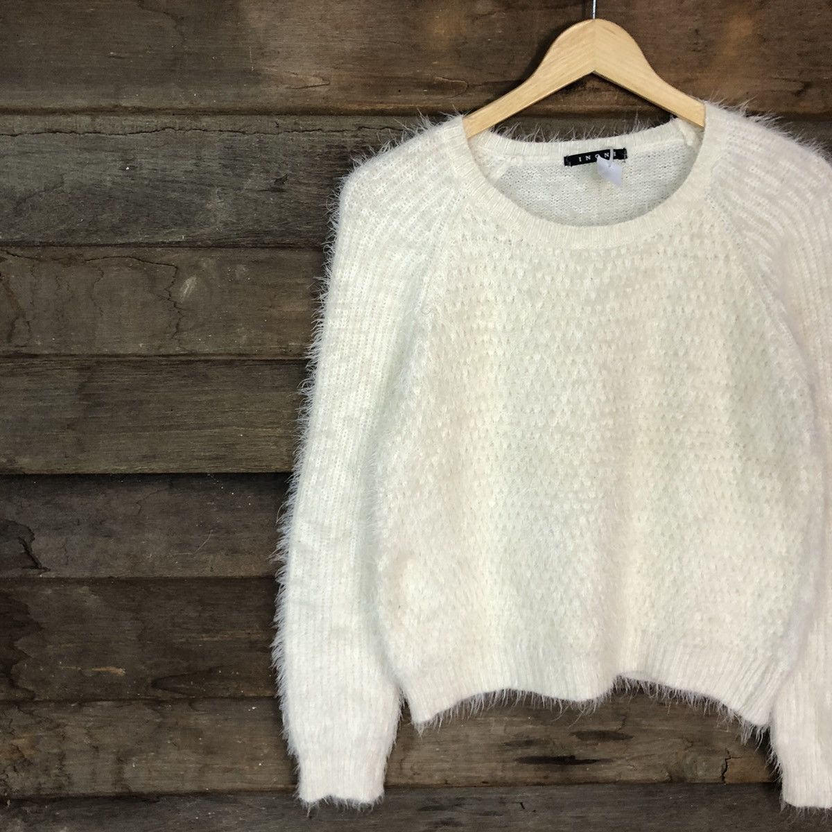 Homespun Knitwear DLL Ingni White Mohair Soft Fur Shag Shaggy Knitwear #c1148 Size M / US 6-8 / IT 42-44 - 7 Thumbnail