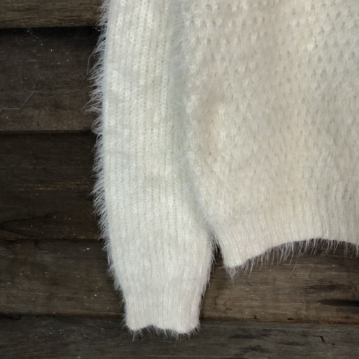 Homespun Knitwear DLL Ingni White Mohair Soft Fur Shag Shaggy Knitwear #c1148 Size M / US 6-8 / IT 42-44 - 6 Thumbnail