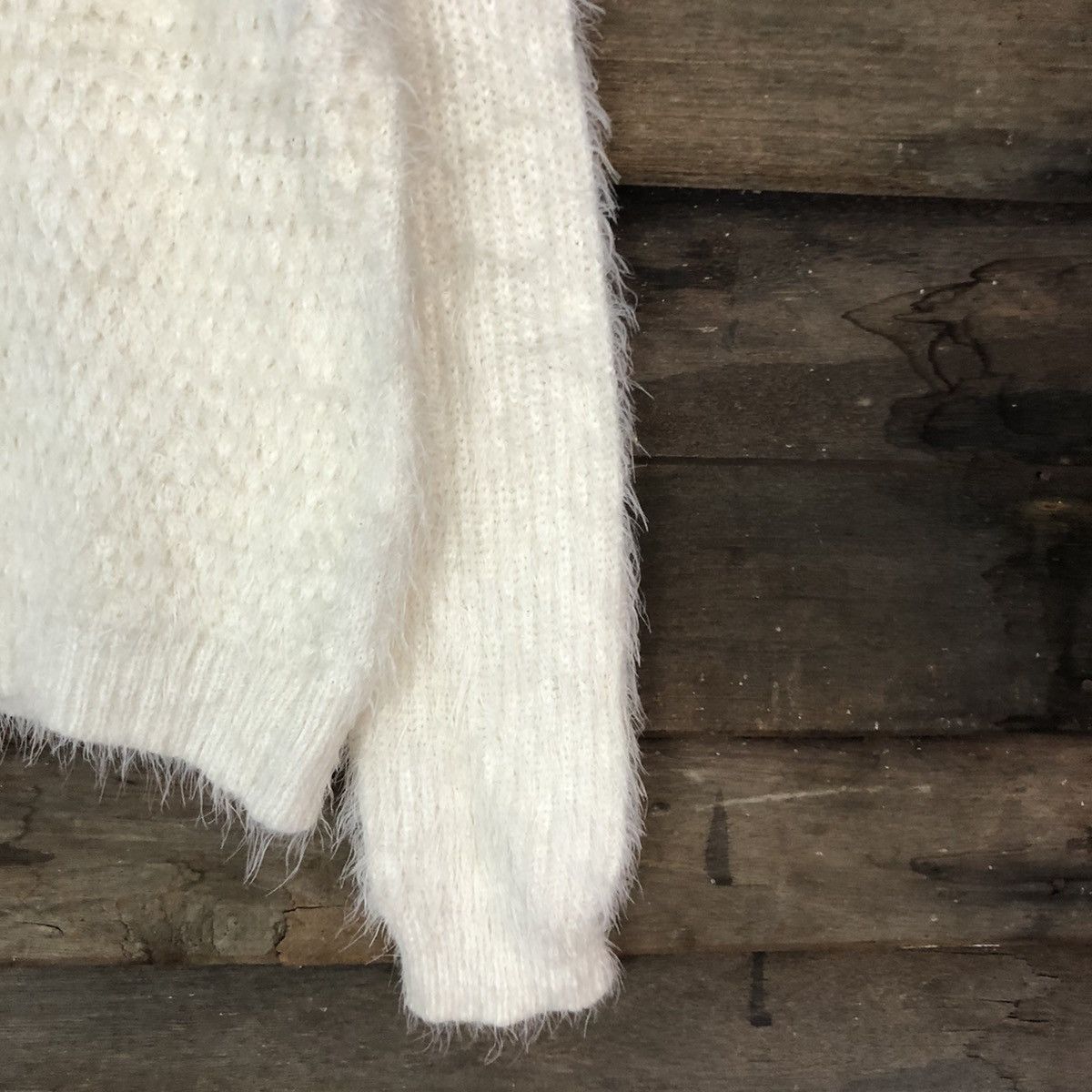 Homespun Knitwear DLL Ingni White Mohair Soft Fur Shag Shaggy Knitwear #c1148 Size M / US 6-8 / IT 42-44 - 4 Thumbnail