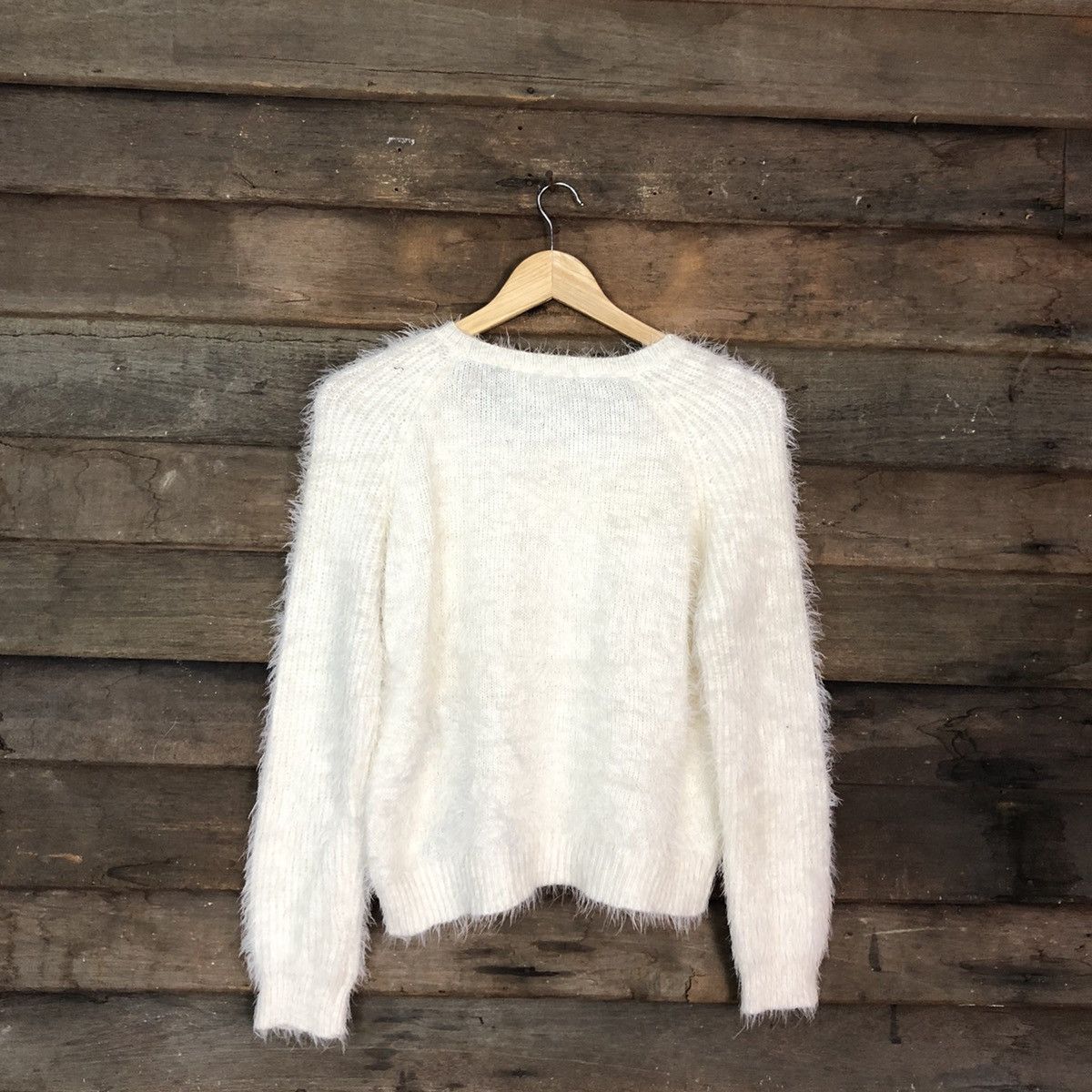 Homespun Knitwear DLL Ingni White Mohair Soft Fur Shag Shaggy Knitwear #c1148 Size M / US 6-8 / IT 42-44 - 11 Thumbnail