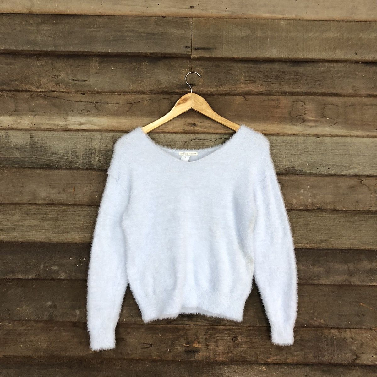 Homespun Knitwear DLL Nice Claup Soft Blue Mohair Shag Shaggy Knitwear #c1147 Size S / US 4 / IT 40 - 1 Thumbnail