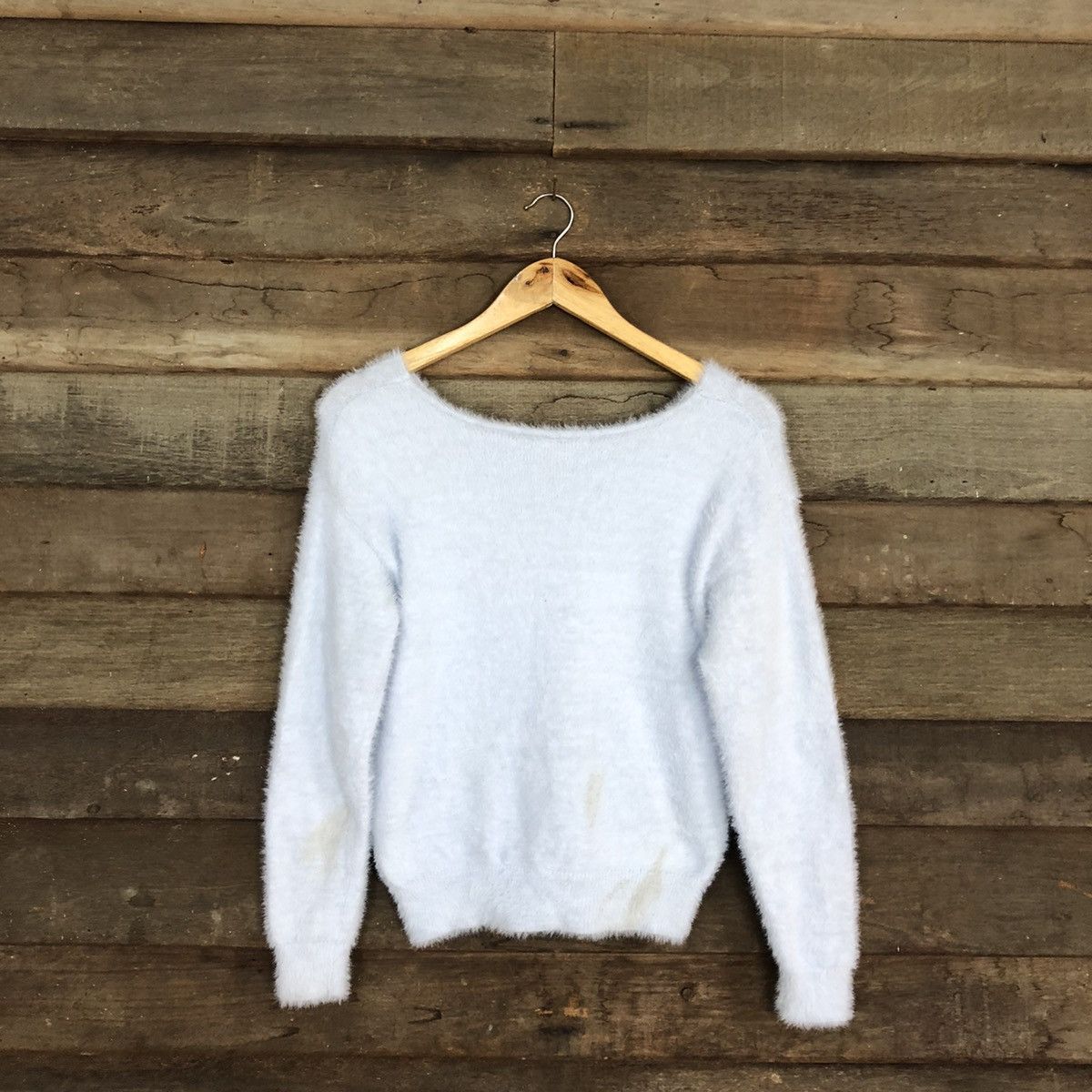 Homespun Knitwear DLL Nice Claup Soft Blue Mohair Shag Shaggy Knitwear #c1147 Size S / US 4 / IT 40 - 11 Thumbnail