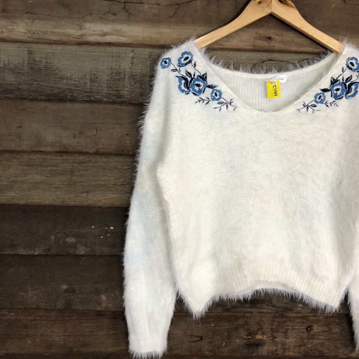 Homespun Knitwear D Joyra MotoMashi White Mohair Shag Shaggy Knitwear #c1149 Size M / US 6-8 / IT 42-44 - 7 Thumbnail
