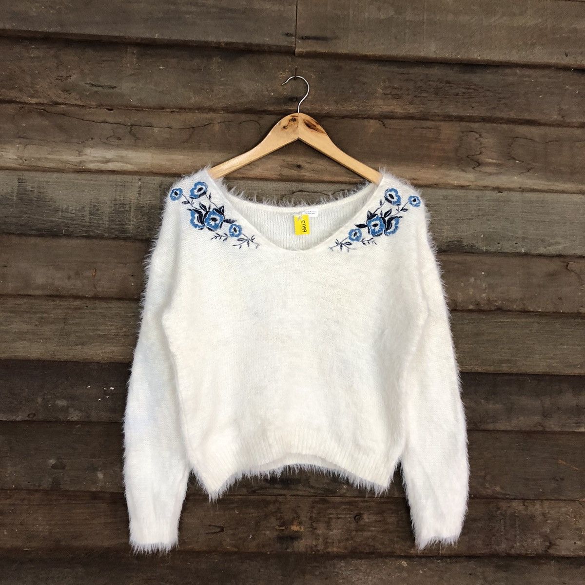 Homespun Knitwear D Joyra MotoMashi White Mohair Shag Shaggy Knitwear #c1149 Size M / US 6-8 / IT 42-44 - 3 Thumbnail