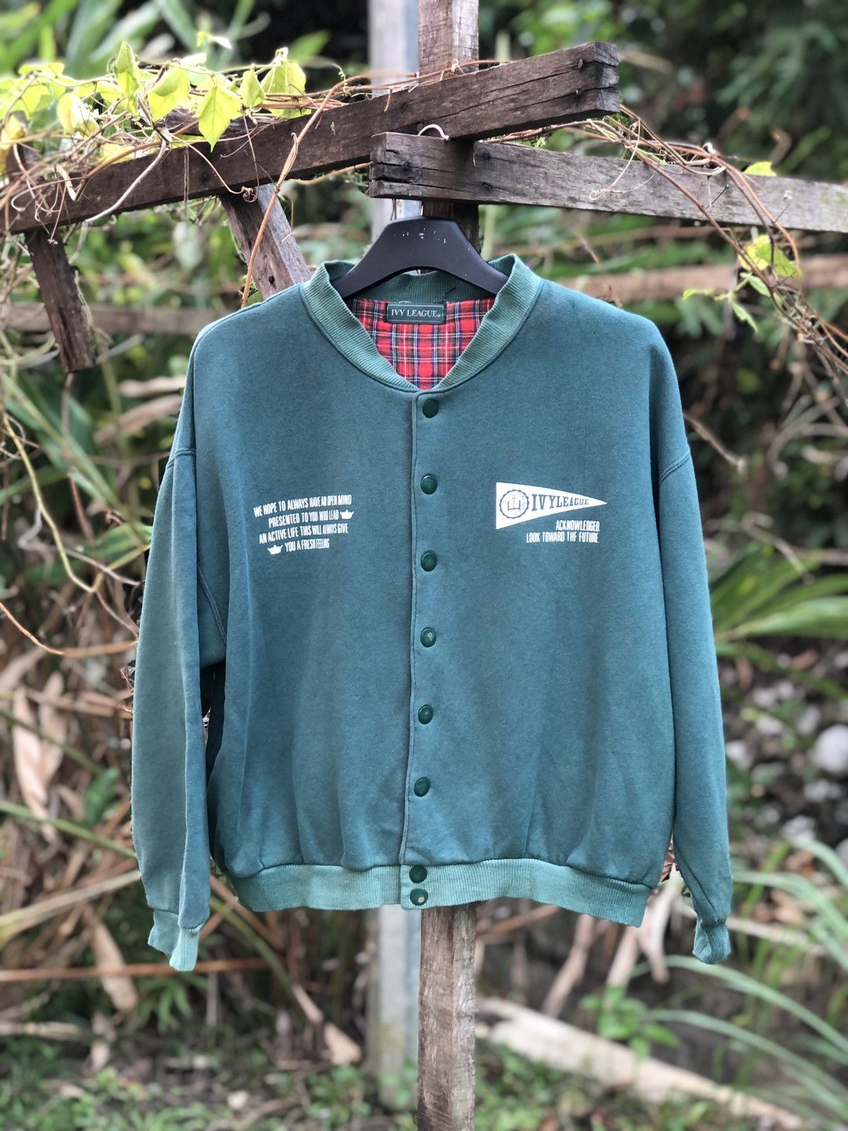 image of 80's Varsity Jacket Ivy League in Green, Men's (Size Medium)