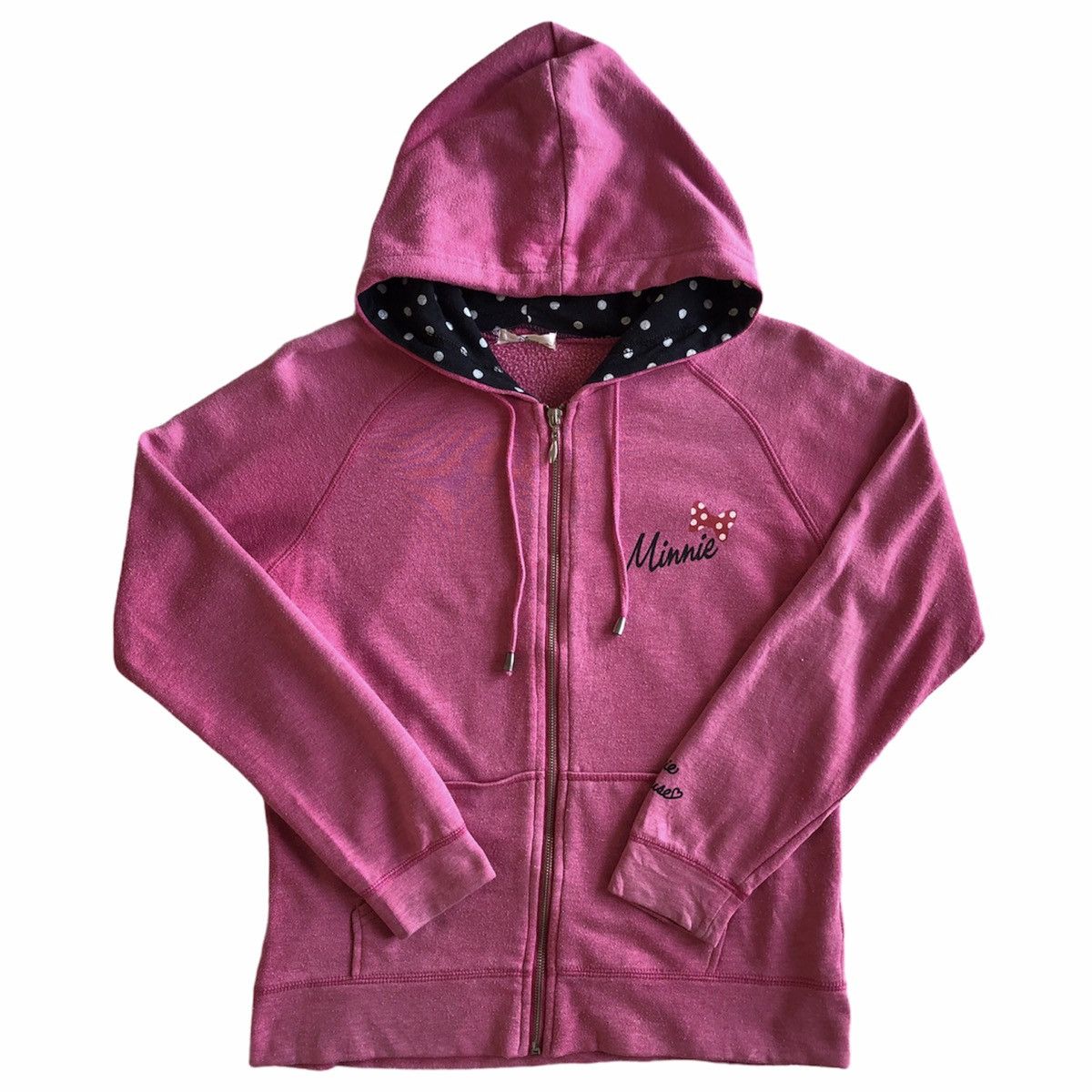 Image of Cartoon Network x Disney Sweatshirt Zipper Hoodie Minnie Mouse By Disney in Pink, Women's (Size XS)