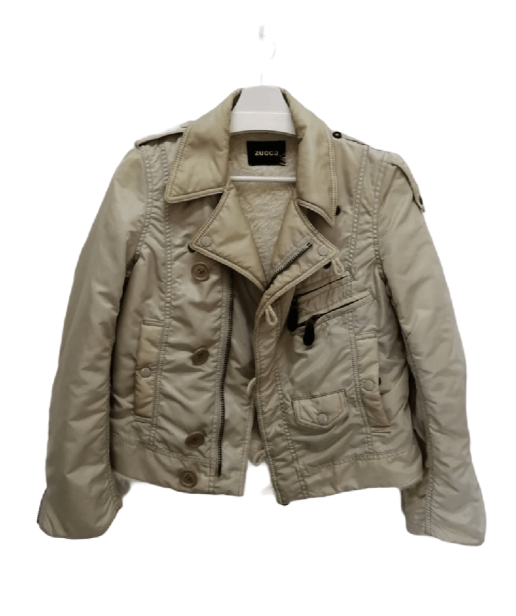 CABANE DE ZUCCA Navy Blue Moto Style Lightweight Cotton Zip