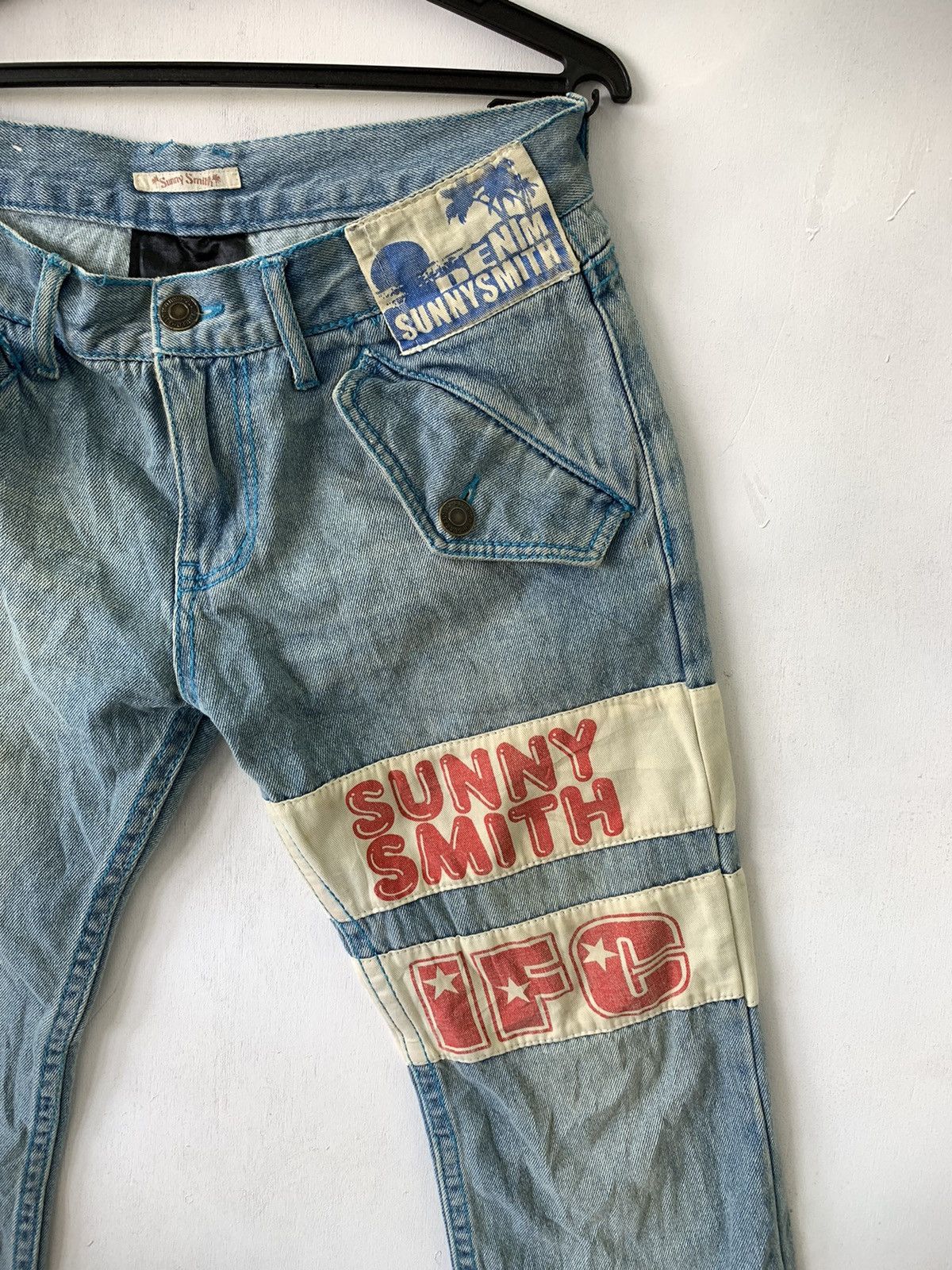 Designer × Japanese Brand Sunny Smith Patchwork Flared Jeans Denim Trousers Pant Size US 32 / EU 48 - 2 Thumbnail