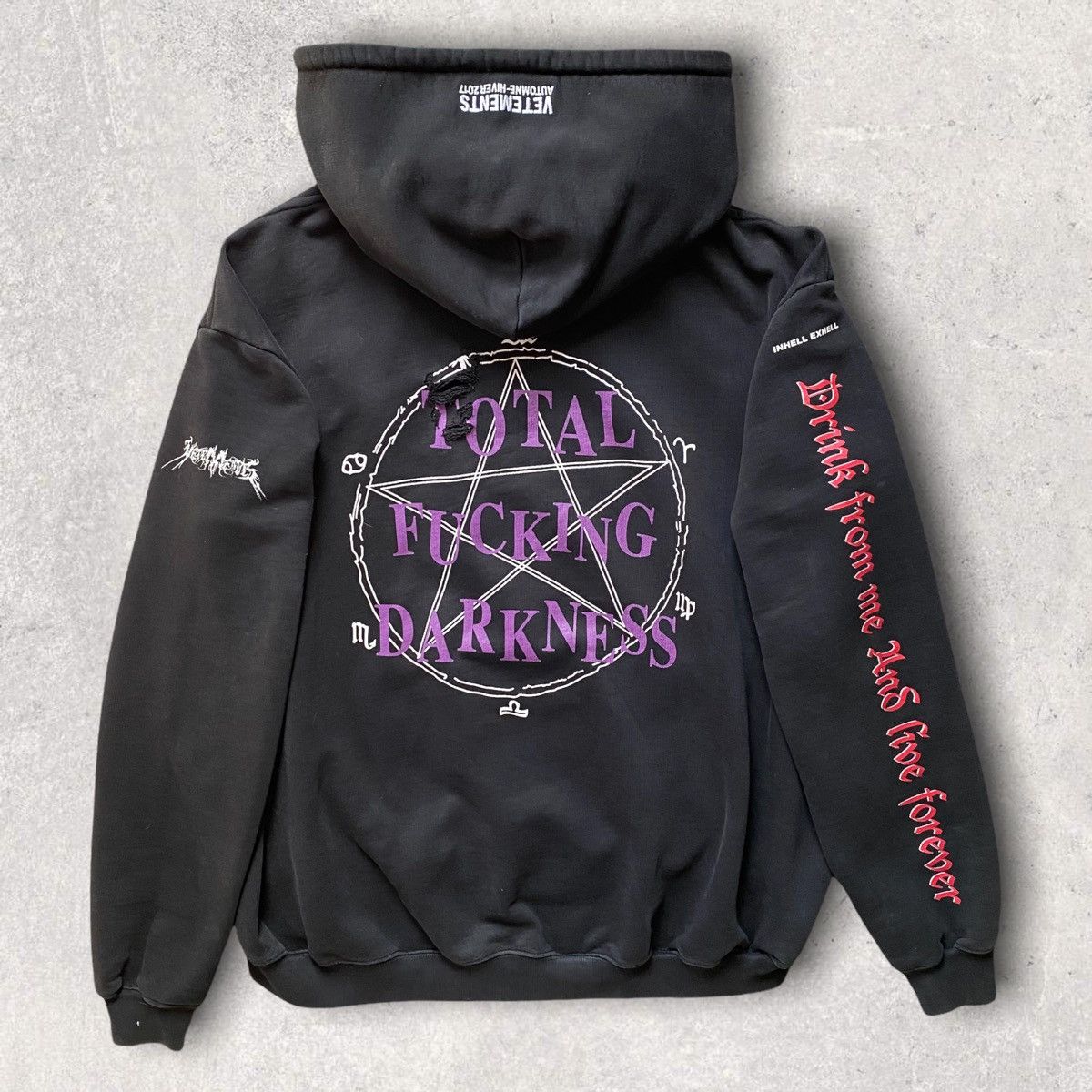 Pre-owned Vetements Total Fucking Darkness Hoodie In Black | ModeSens