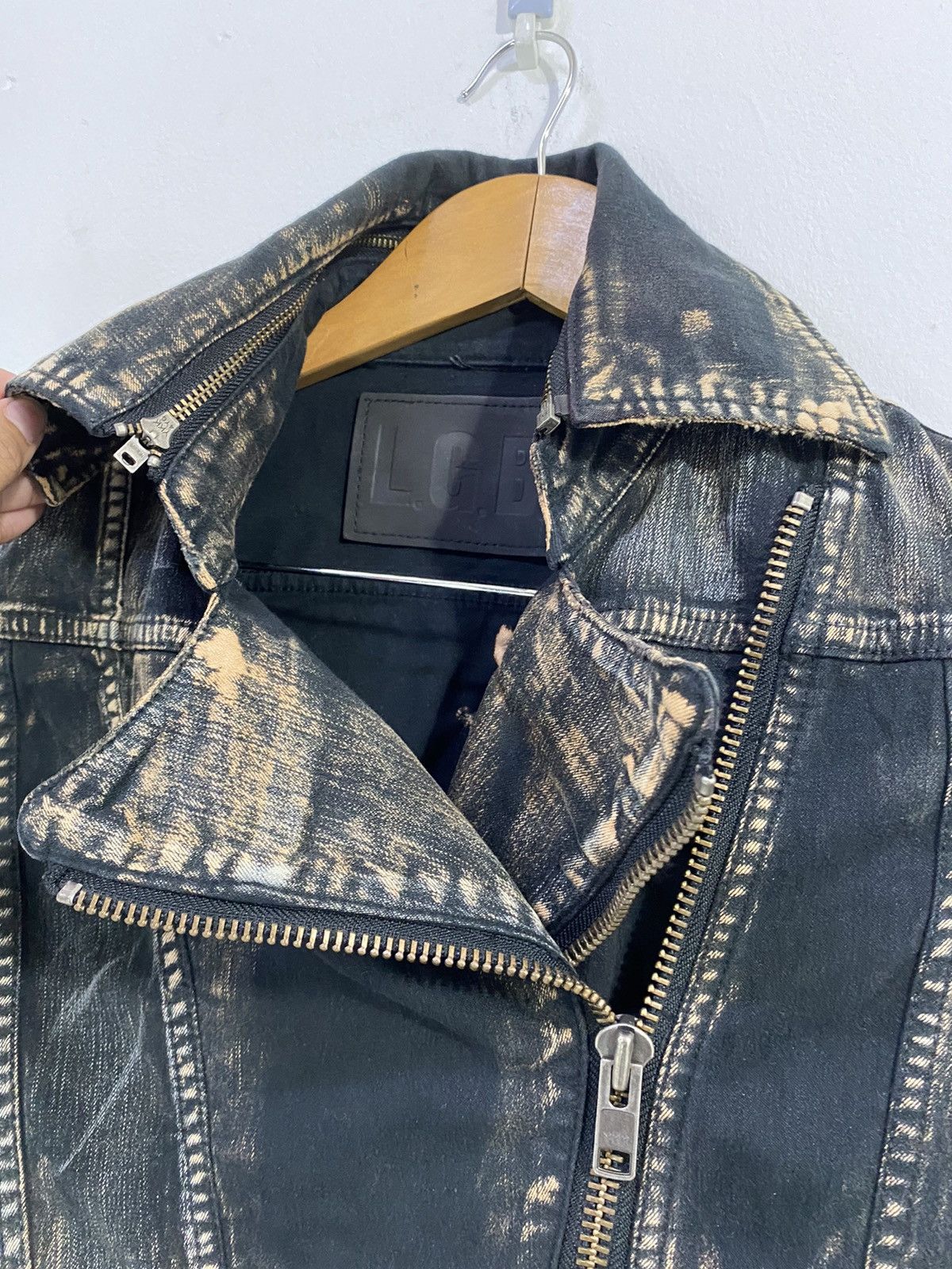 Le Grande Bleu (L.G.B.) L.G.B Distressed Double Collar Cropped Jacket Ocean/GR-1 Size US XS / EU 42 / 0 - 6 Thumbnail