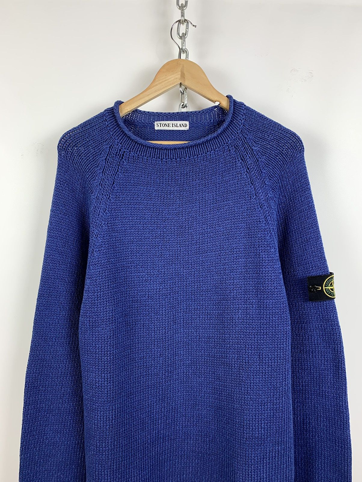 Massimo Osti 80s Vintage Stone Island Archive Blue Sweater Very Rare Size US L / EU 52-54 / 3 - 2 Thumbnail