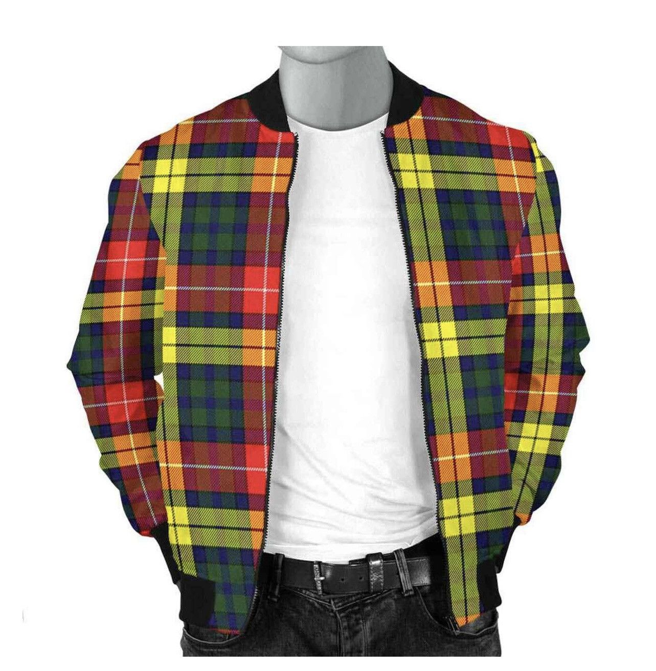 Designer Scottish Buchanan Modern Clan Tartan Bomber Jacket Size US M / EU 48-50 / 2 - 5 Thumbnail