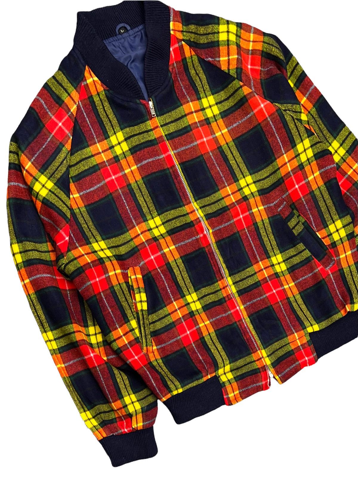 Designer Scottish Buchanan Modern Clan Tartan Bomber Jacket Size US M / EU 48-50 / 2 - 10 Thumbnail