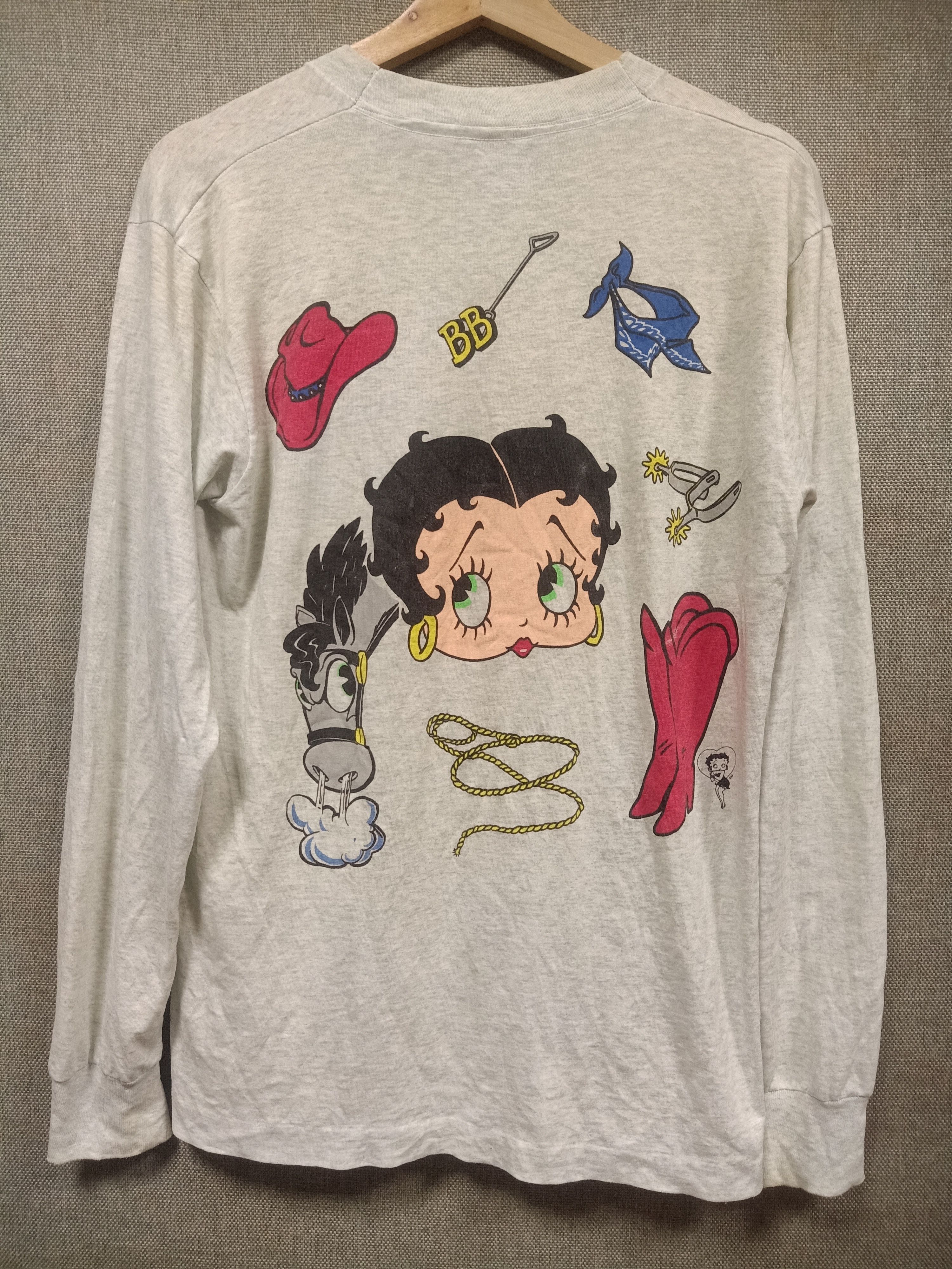 Fruit Of The Loom vintage 90s t shirt long sleeve beety boop very rare Size US M / EU 48-50 / 2 - 2 Thumbnail