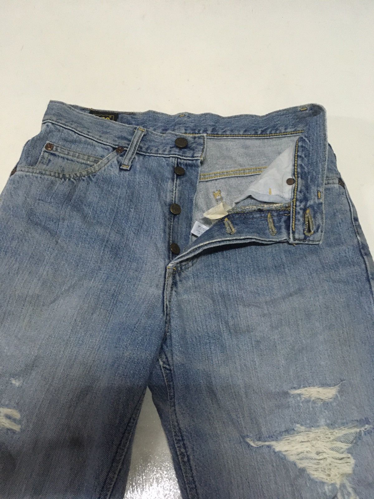 Edwin × Lee × Vintage RARe Vintage lee X Edwin blue wash distressed denim Size US 29 - 6 Thumbnail