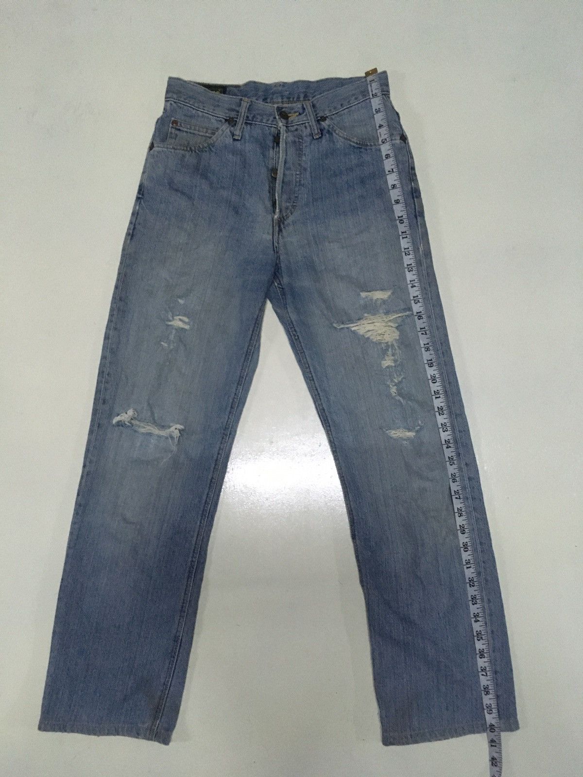 Edwin × Lee × Vintage RARe Vintage lee X Edwin blue wash distressed denim Size US 29 - 2 Thumbnail