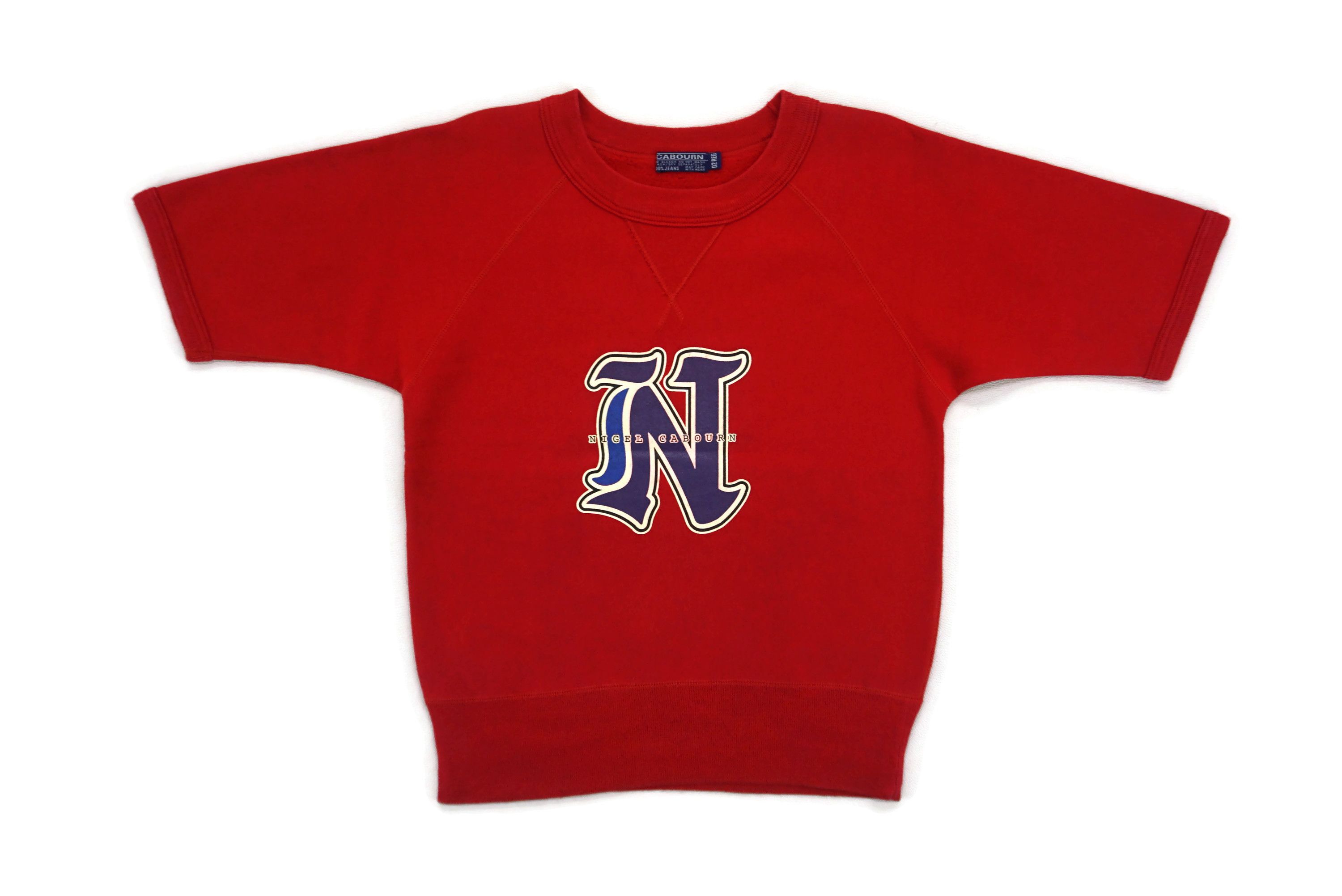 image of Military x Nigel Cabourn Big Logo Sweatshirt Half Sleeve Sweats in Red, Men's (Size Small)