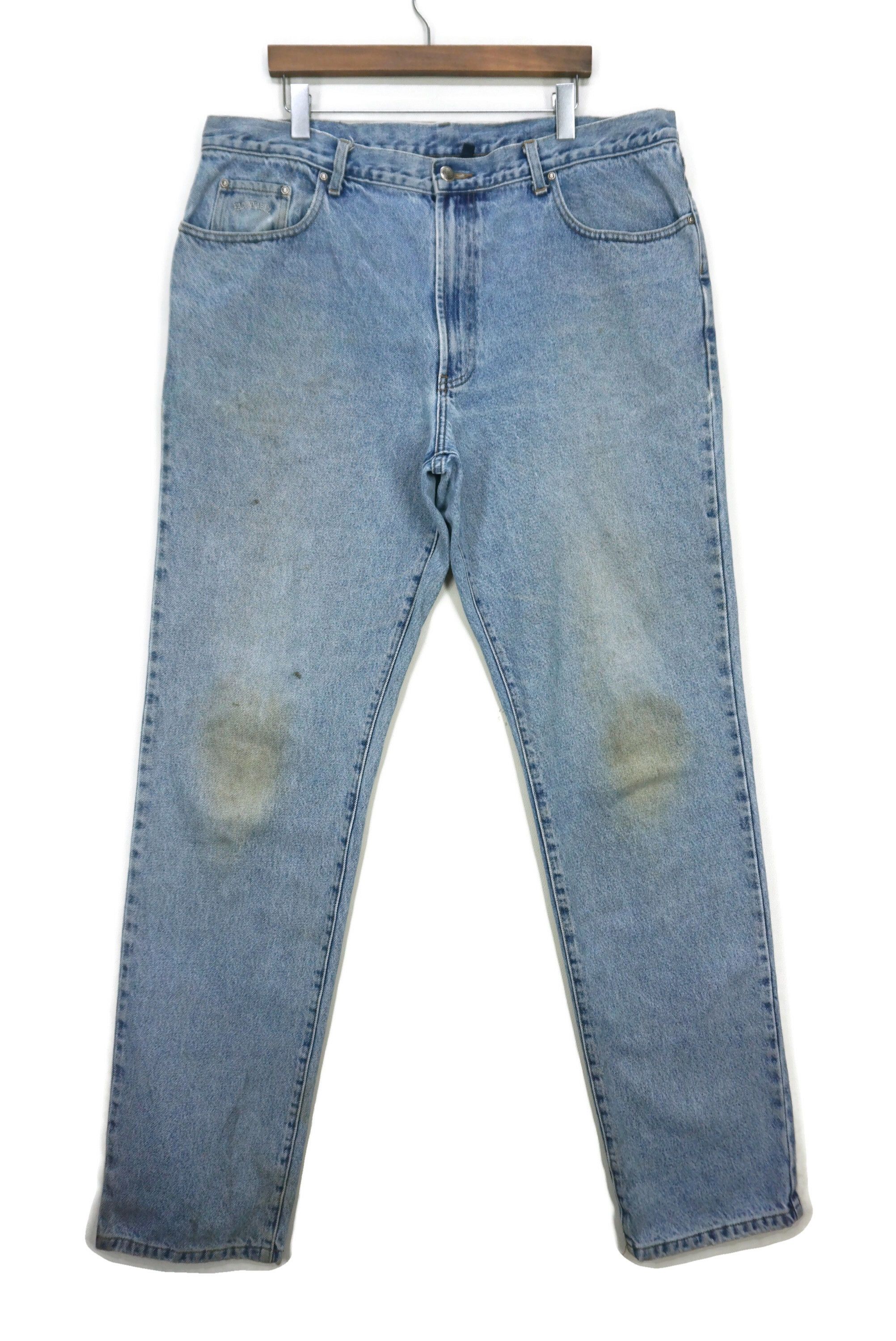 image of Faconnable Baggy Jeans Straight Leg Relaxed Pants in Blue, Men's (Size 42)