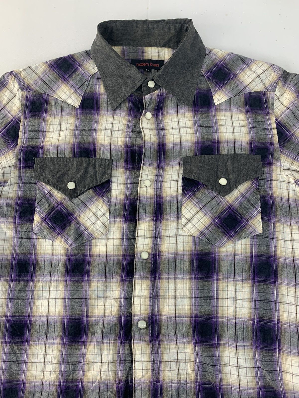 Japanese Brand Hype Modern Lovers Shadow Plaid Checked Shirt Classic Size M / US 6-8 / IT 42-44 - 2 Thumbnail