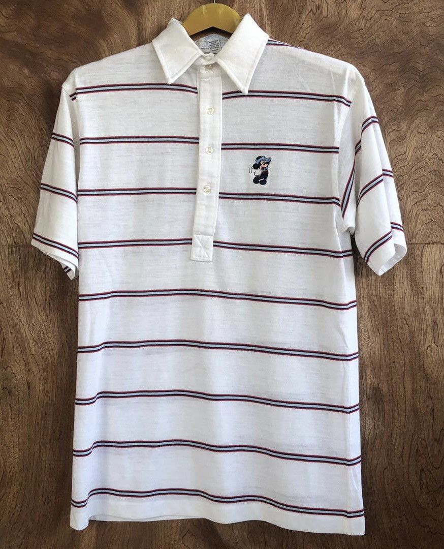image of Disney Mickey Mouse Vintage Polo Tee Made In Usa in Stripe, Men's (Size Medium)