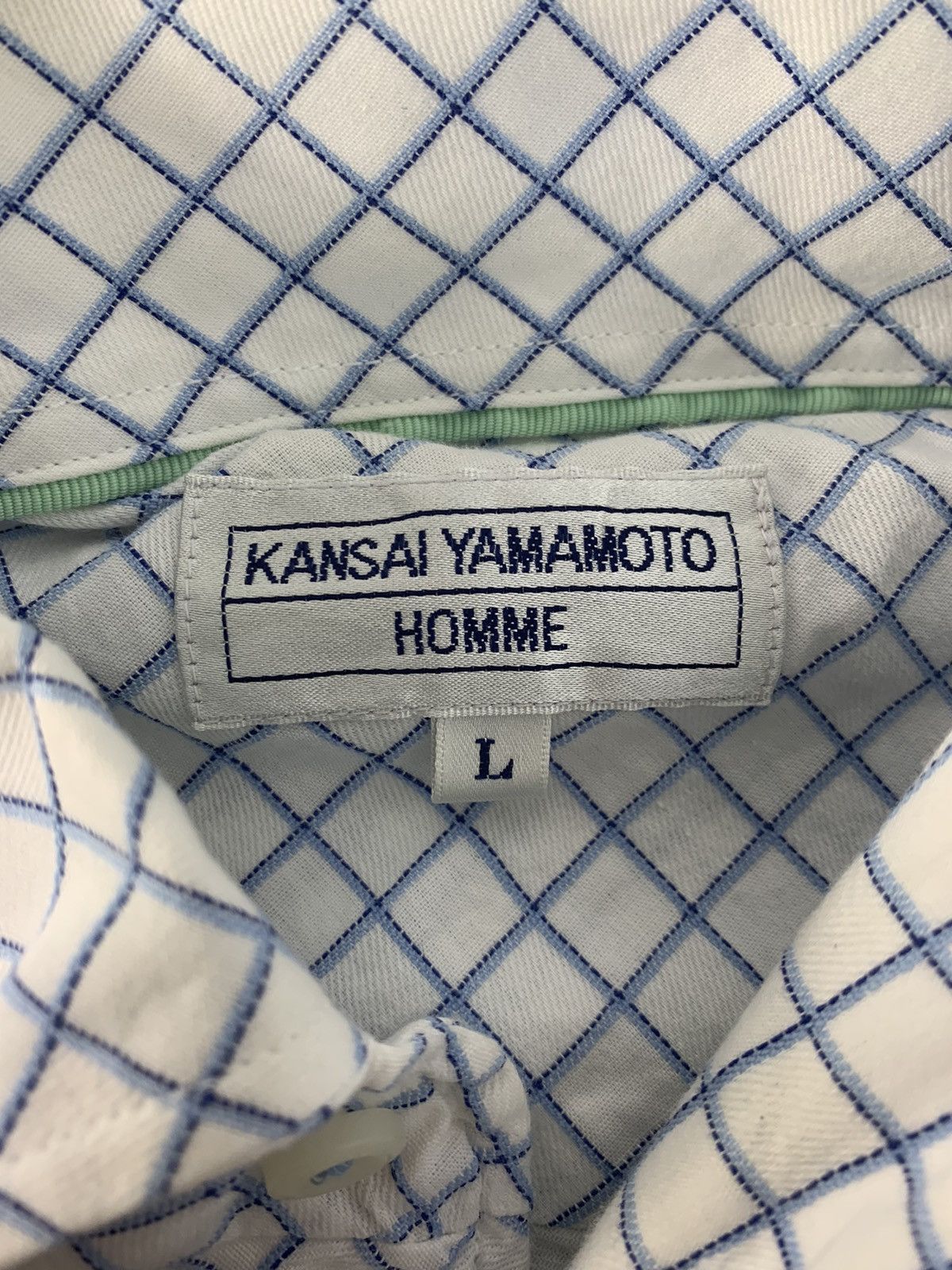 Japanese Brand Vintage Kansai Yamamoto Homme Diamond Check Shirt Size US L / EU 52-54 / 3 - 4 Thumbnail