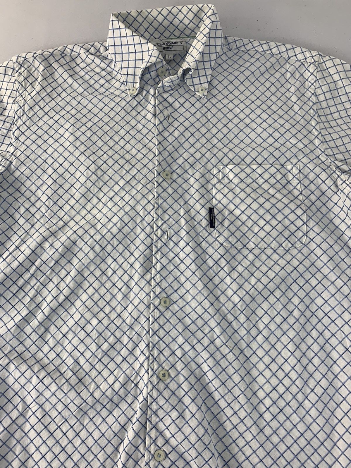 Japanese Brand Vintage Kansai Yamamoto Homme Diamond Check Shirt Size US L / EU 52-54 / 3 - 2 Thumbnail