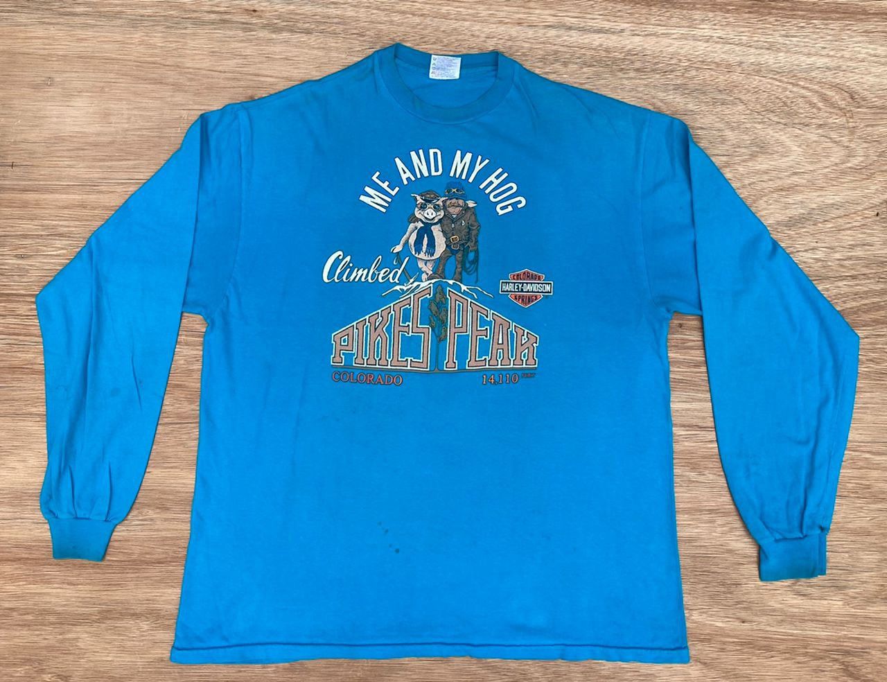image of Vintage Tee D 35 Harley Davidson in Blue, Men's (Size XL)