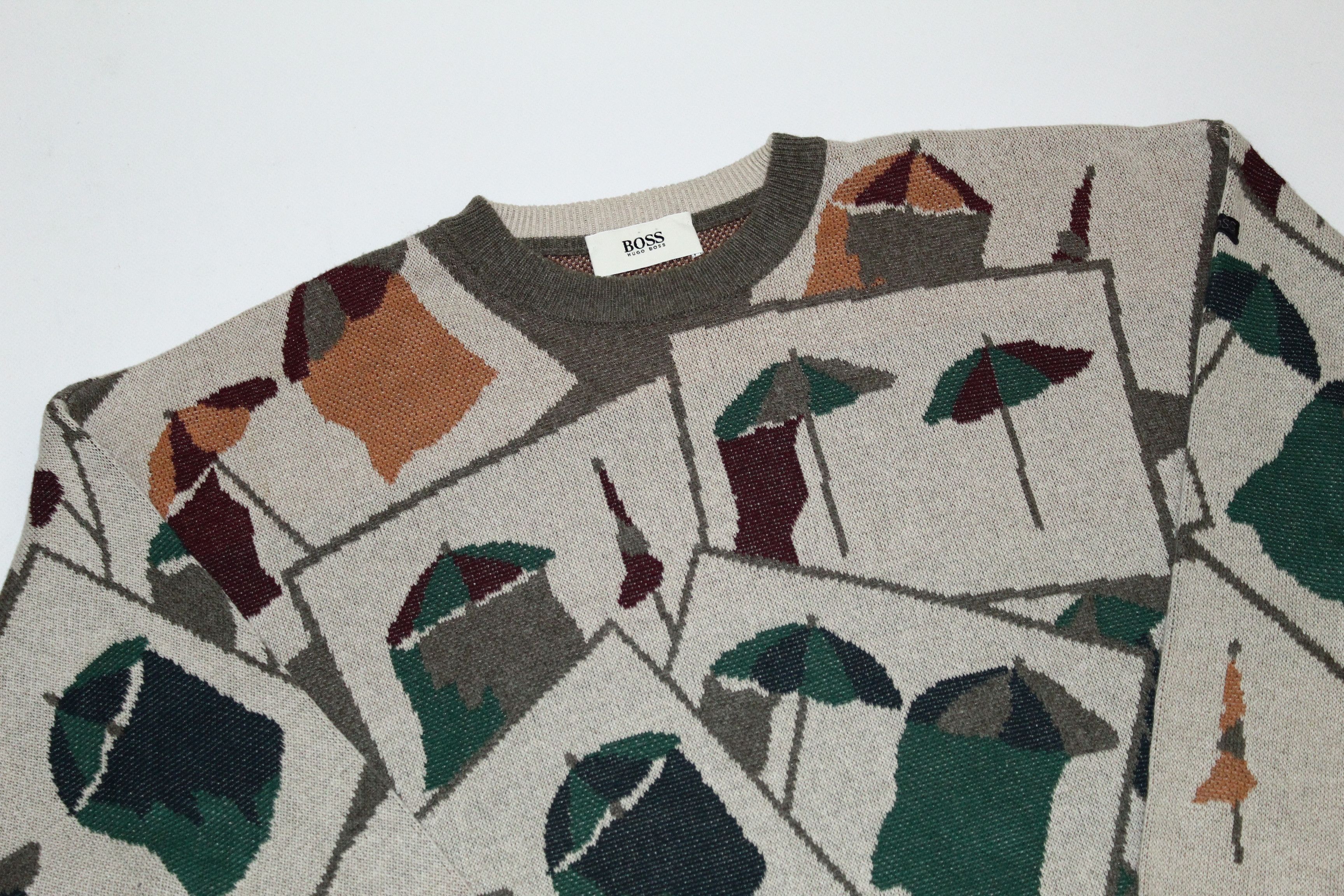 Hugo Boss 70s Rare Hugo Boss Abstract Design Knit Jacquard Sweater Size US XL / EU 56 / 4 - 4 Thumbnail