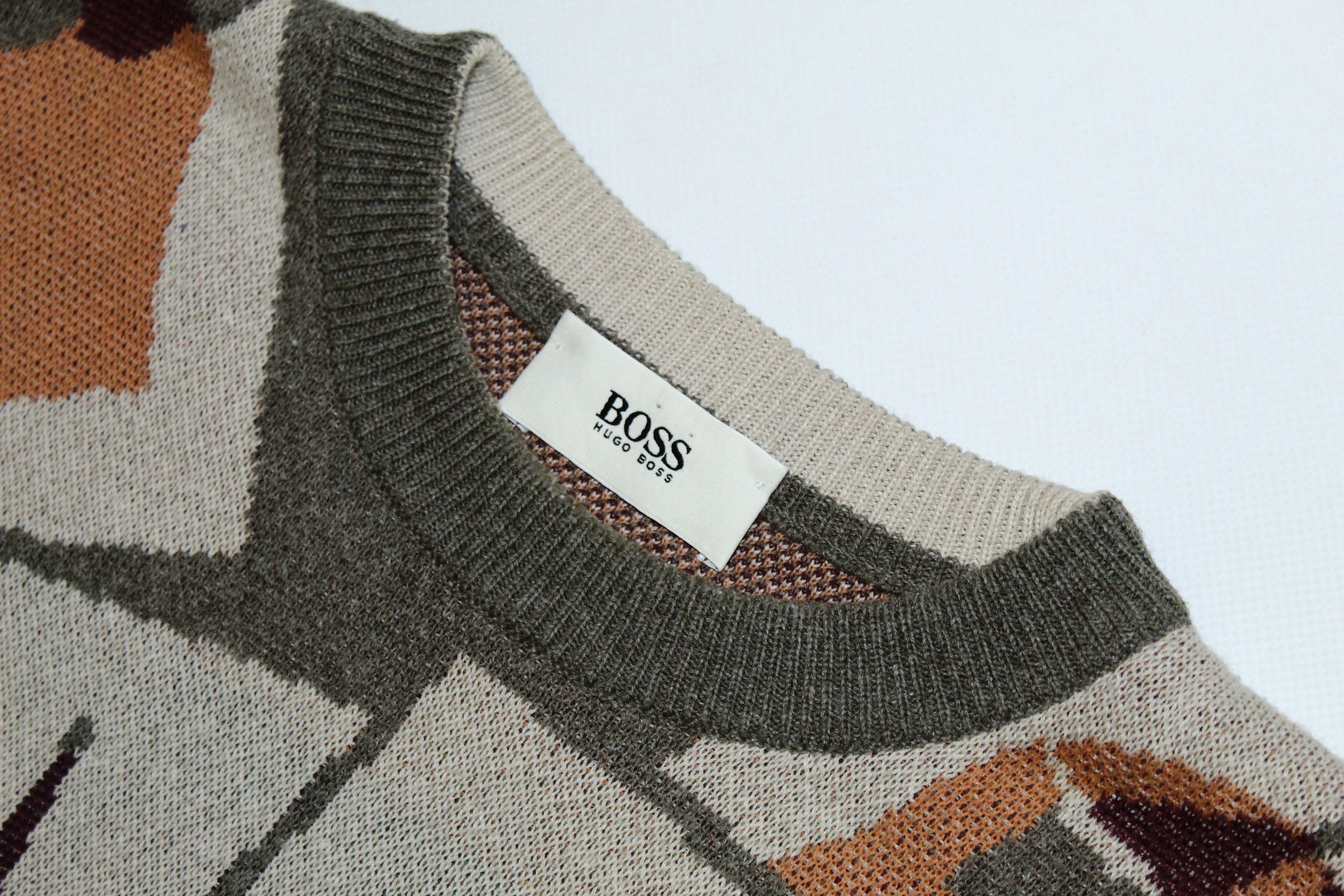 Hugo Boss 70s Rare Hugo Boss Abstract Design Knit Jacquard Sweater Size US XL / EU 56 / 4 - 6 Thumbnail