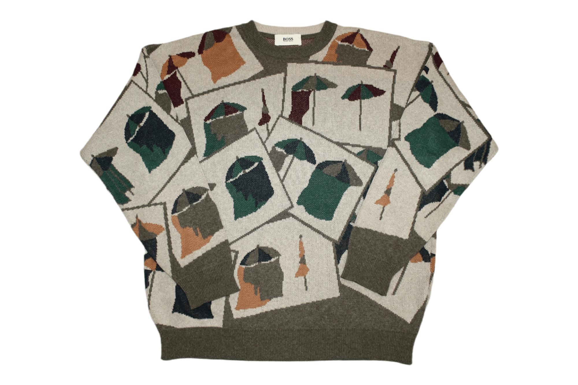 Hugo Boss 70s Rare Hugo Boss Abstract Design Knit Jacquard Sweater Size US XL / EU 56 / 4 - 1 Thumbnail