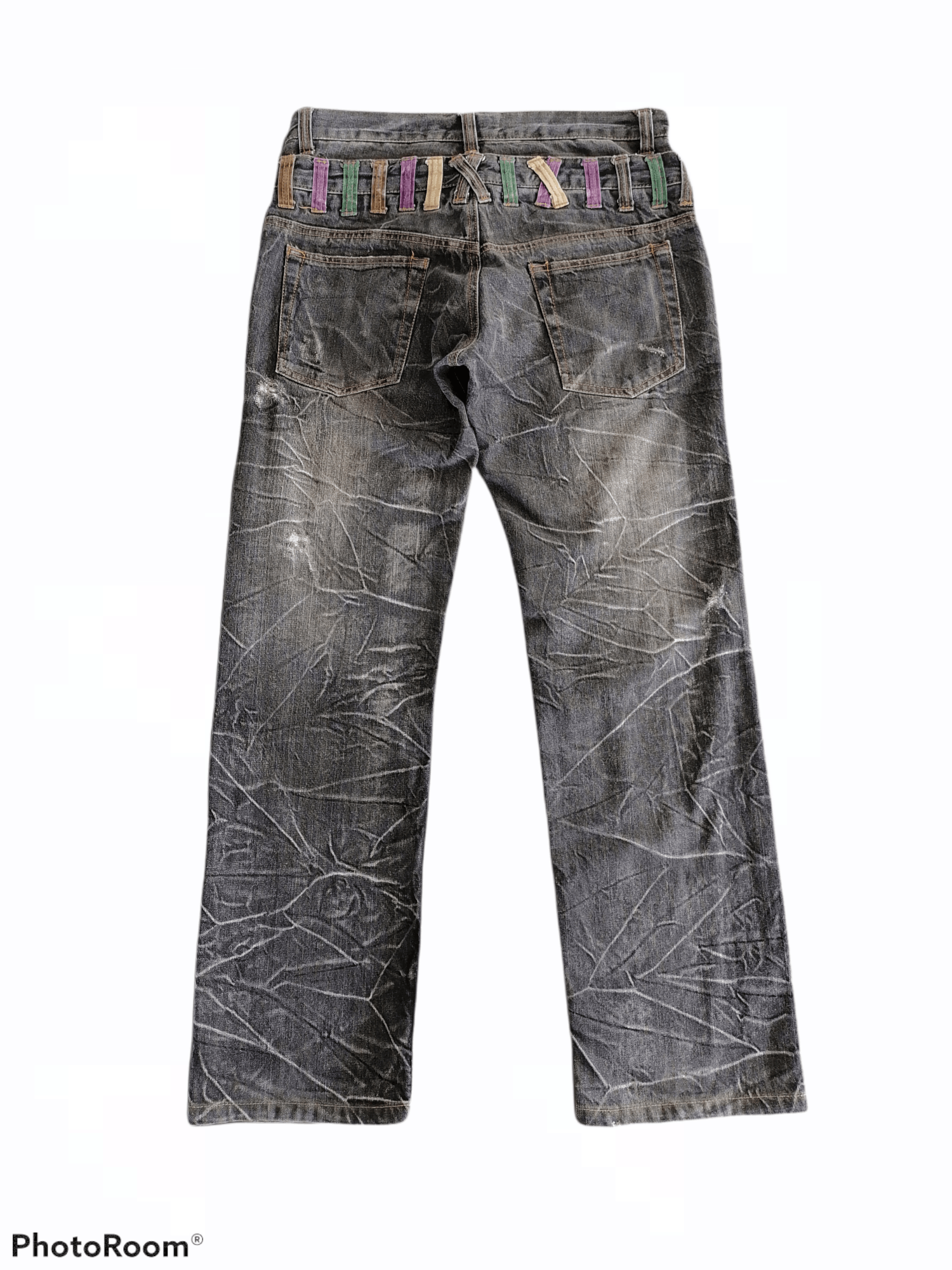 Japanese Brand Nylaus Double Waist Lightning Distressed Denim Pants Size US 32 / EU 48 - 5 Thumbnail