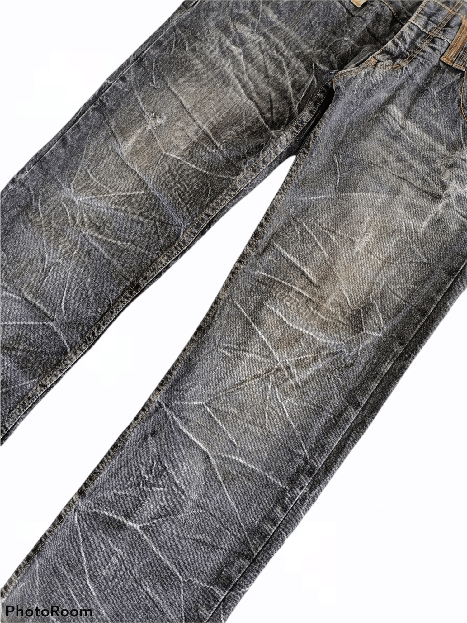 Japanese Brand Nylaus Double Waist Lightning Distressed Denim Pants Size US 32 / EU 48 - 2 Thumbnail