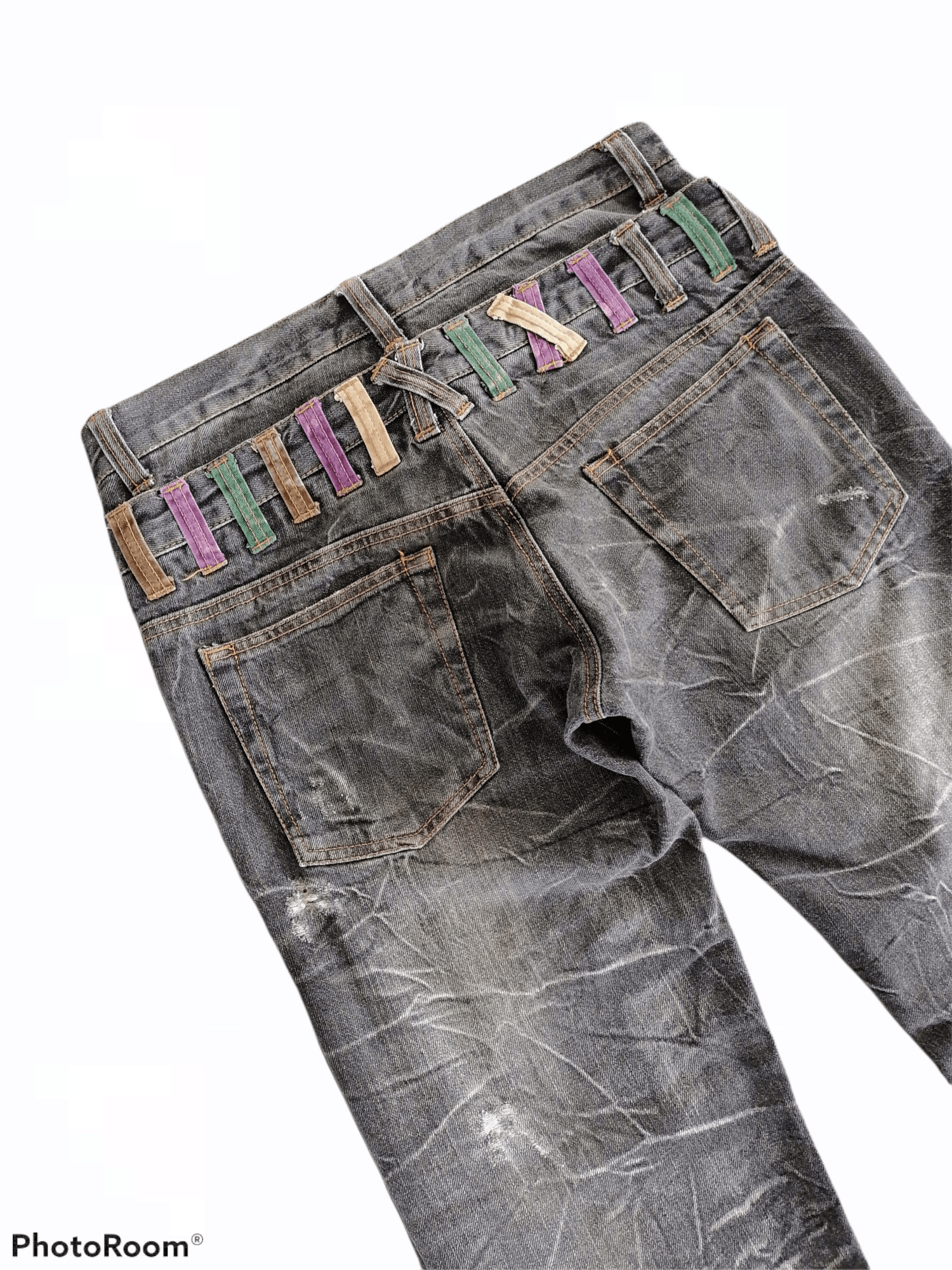 Japanese Brand Nylaus Double Waist Lightning Distressed Denim Pants Size US 32 / EU 48 - 6 Thumbnail