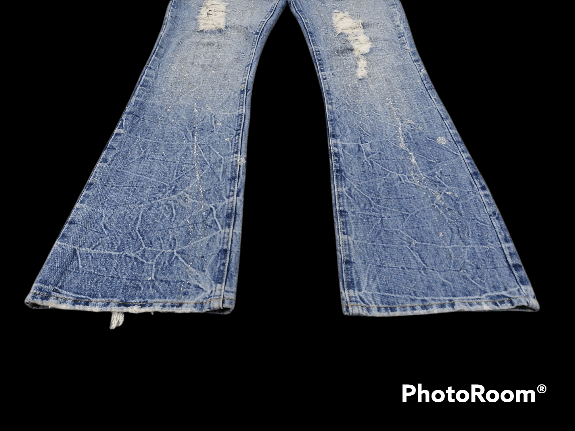 Hysteric Glamour × Japanese Brand Flare Jeans Midas Lightning Ripped Denim Pants Size US 32 / EU 48 - 2 Thumbnail