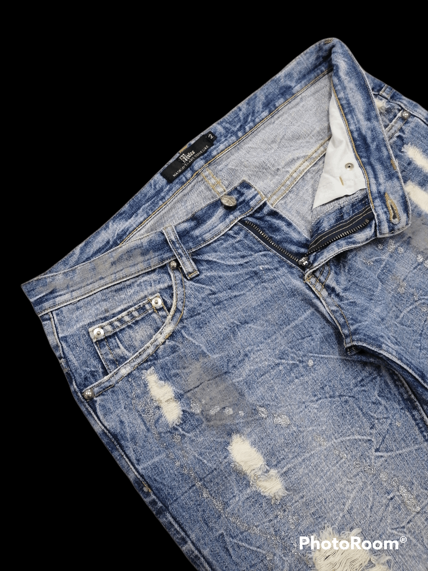 Hysteric Glamour × Japanese Brand Flare Jeans Midas Lightning Ripped Denim Pants Size US 32 / EU 48 - 4 Thumbnail