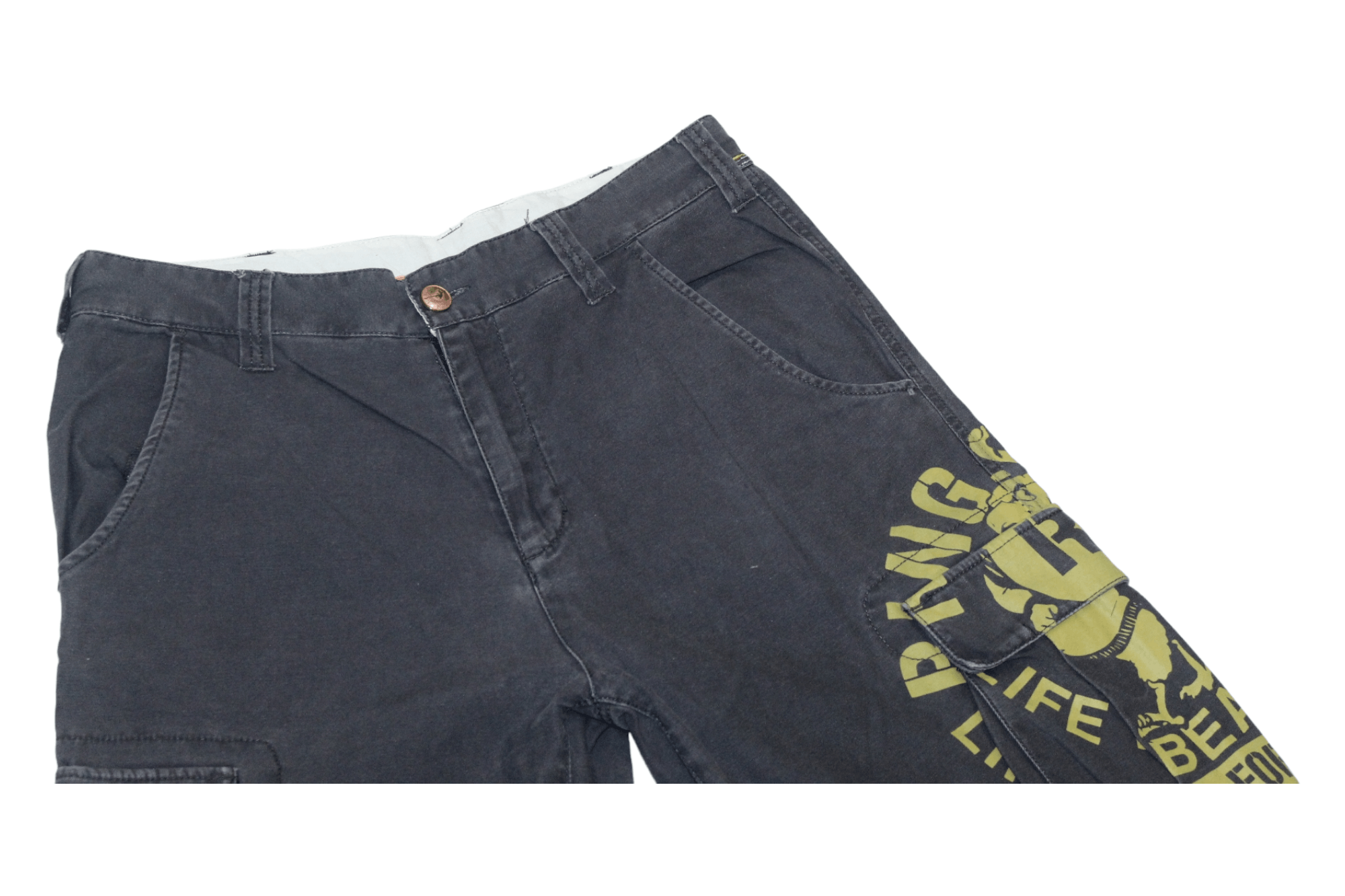 Japanese Brand 🔥VTG🔥 Ringspun Dicanio Charcoal Wash Utility Cargo Shorts Size US 33 - 3 Thumbnail